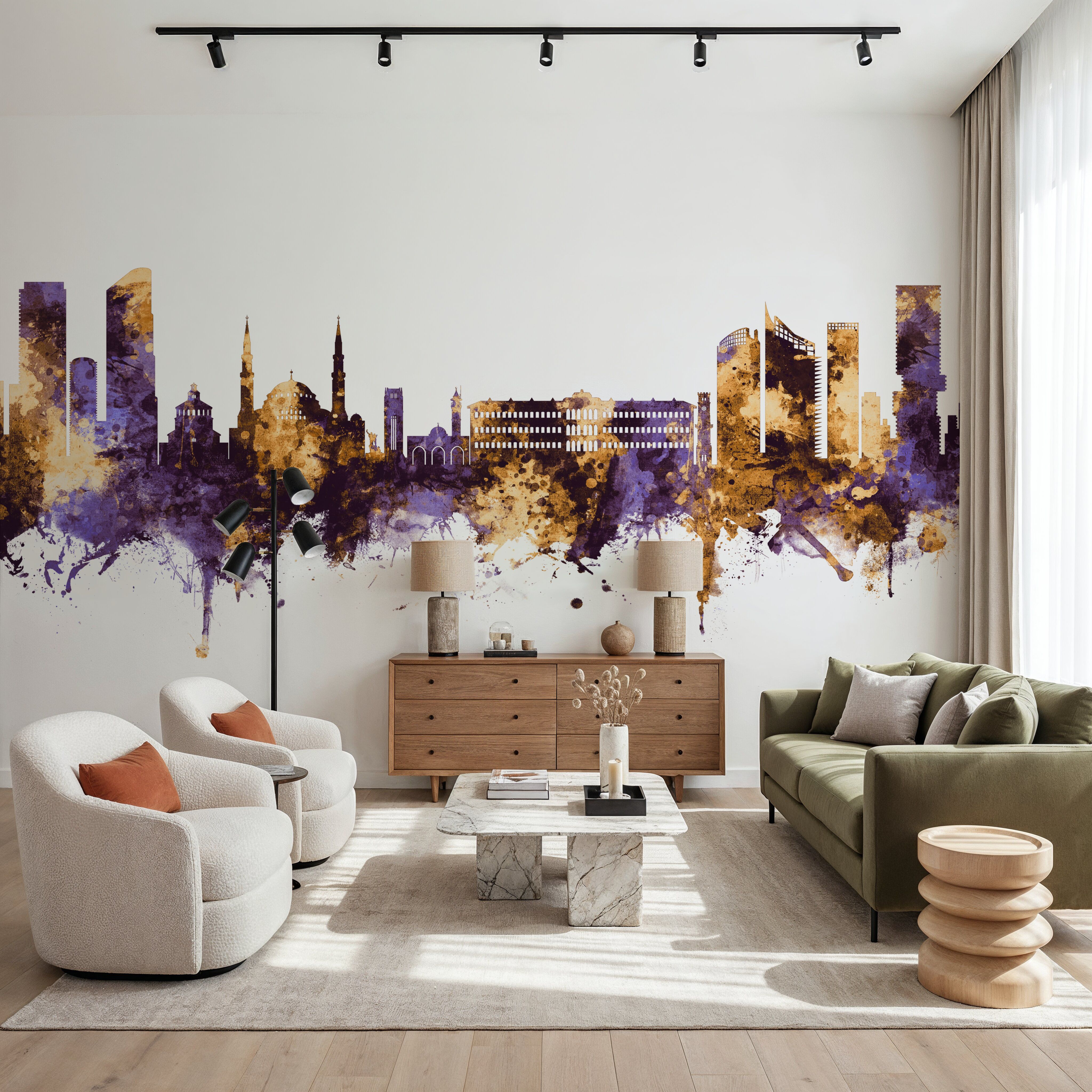Beirut Lebanon Skyline Purple & Gold