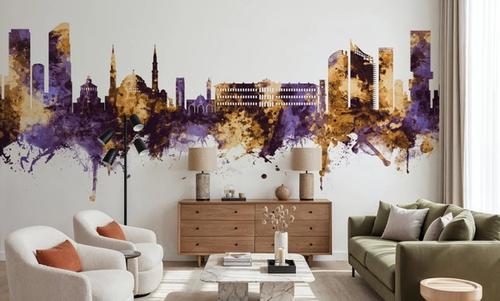 Beirut Lebanon Skyline Purple & Gold