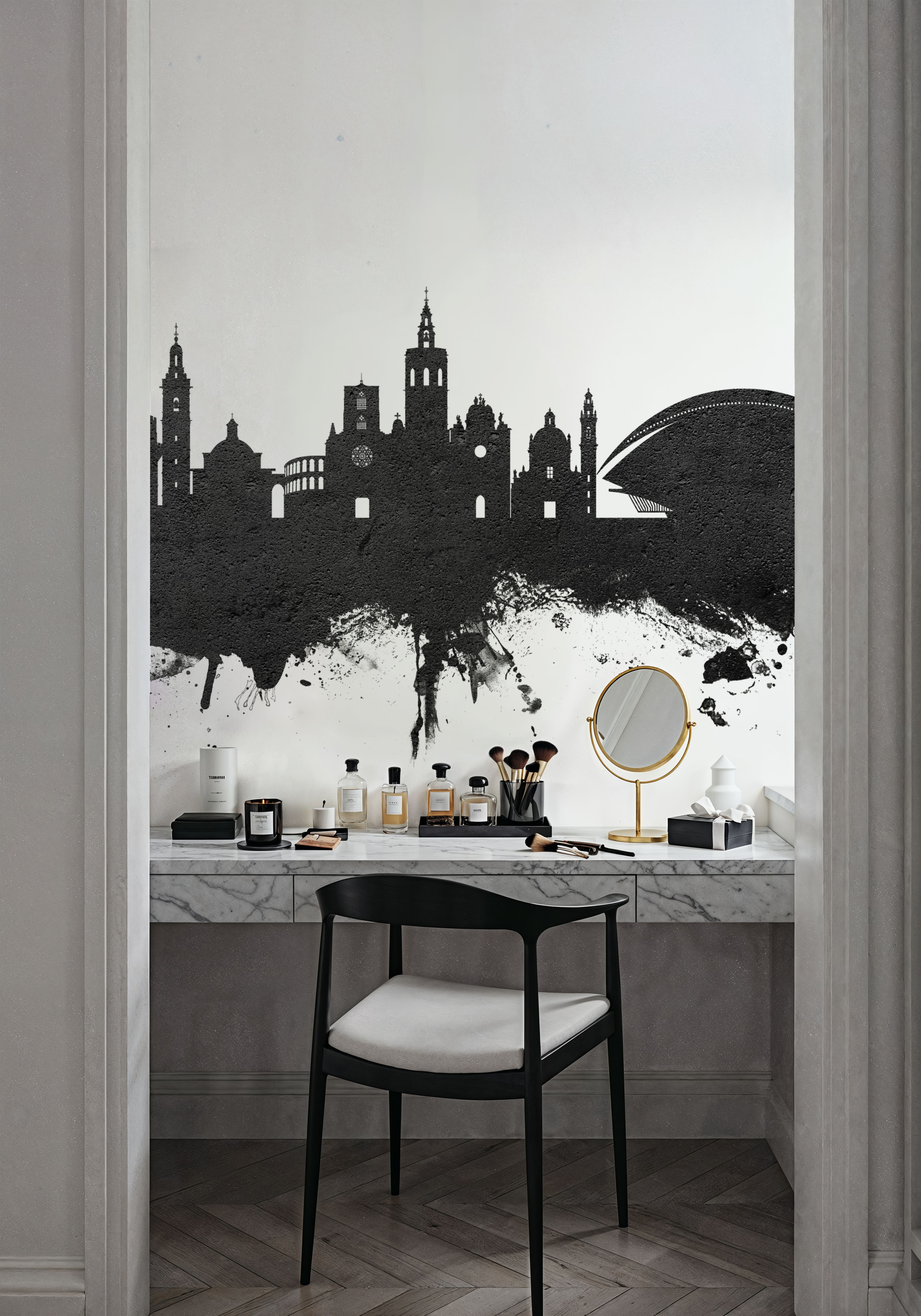 Valencia Spain Skyline Black & White