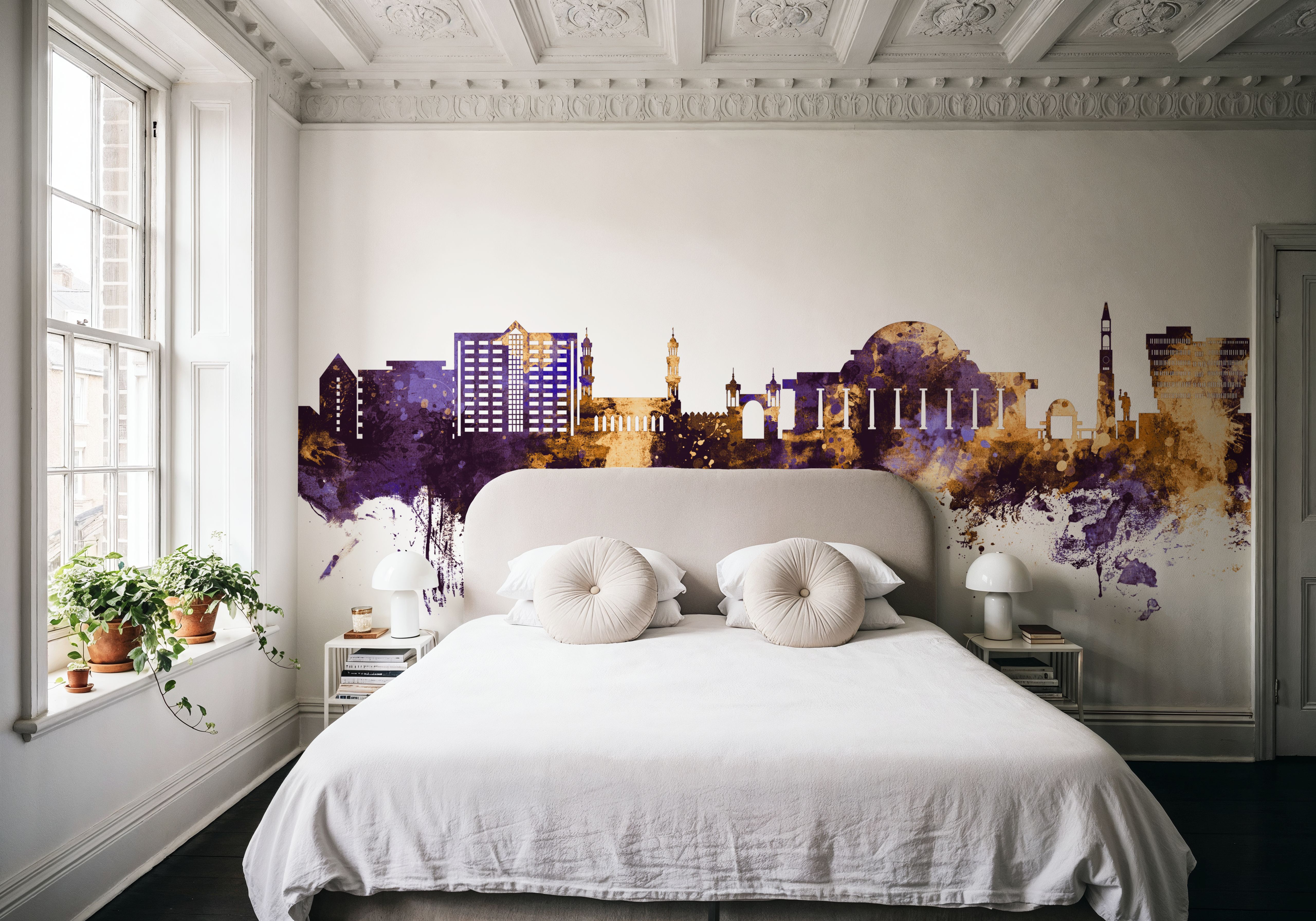 Lilongwe Malawi Skyline Purple & Gold, Wallpaper