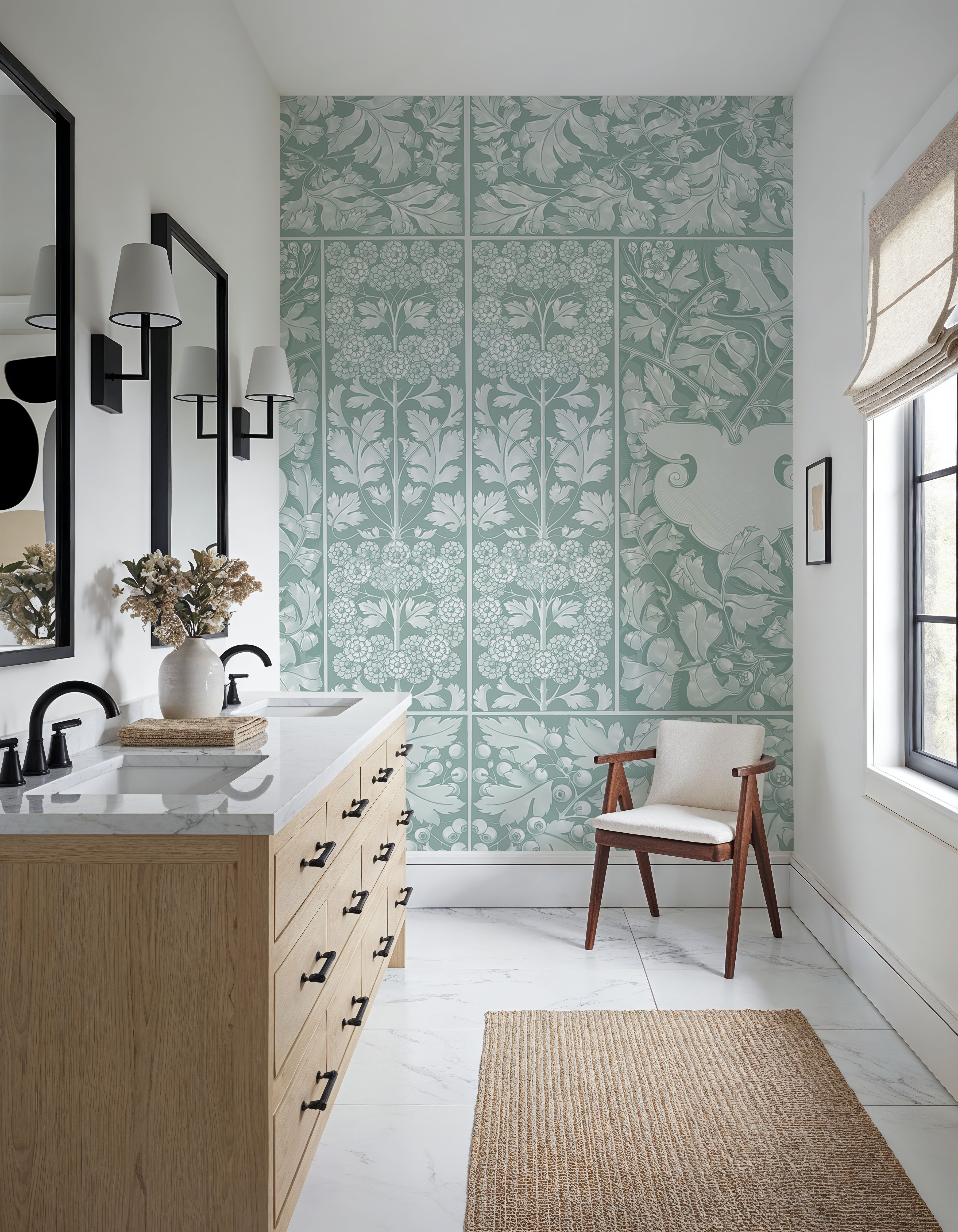 Flowers and Berries Teal