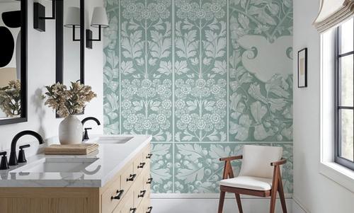 Flowers and Berries Teal