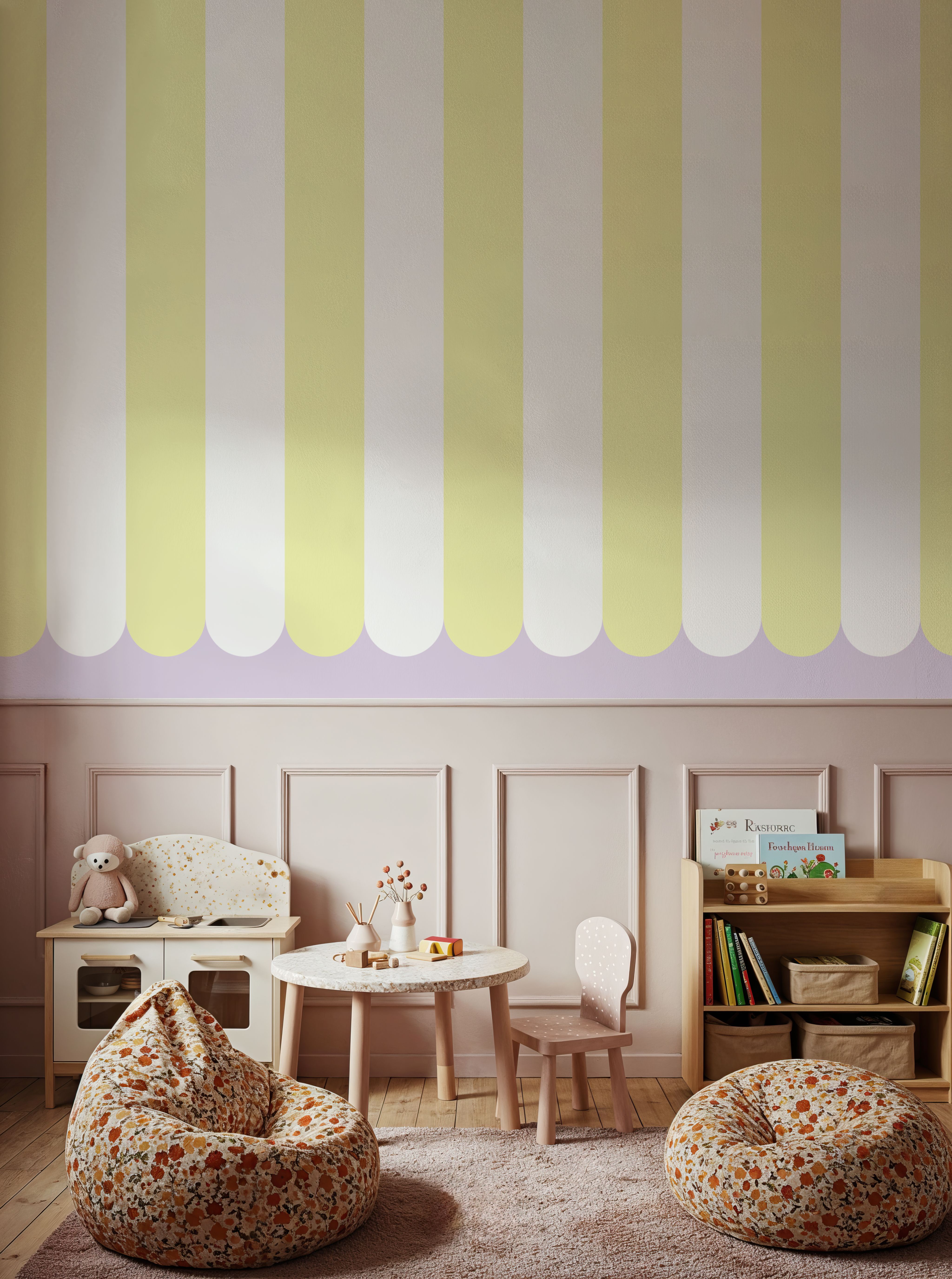 Scalloped Circus Stripes, Yellow