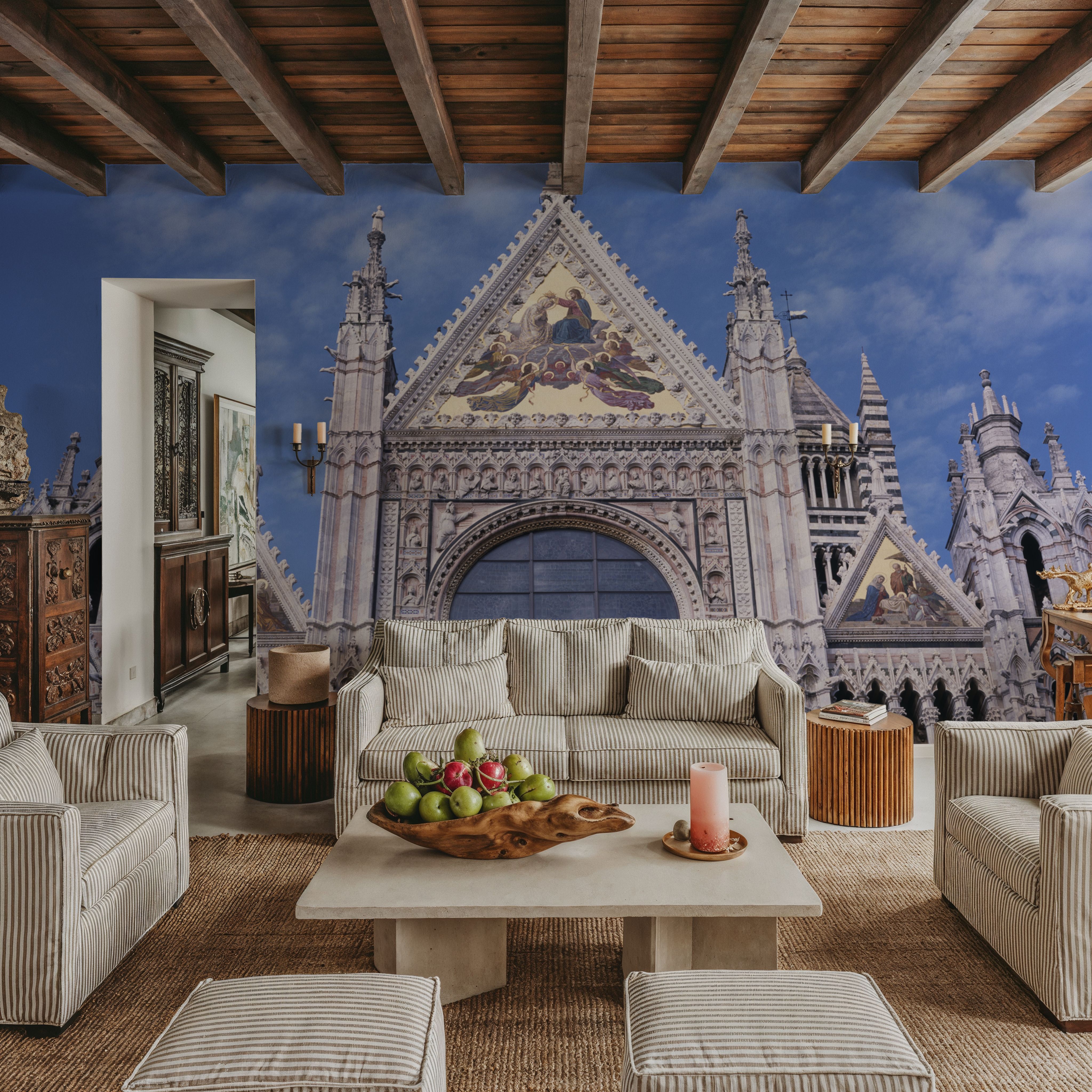 Wall Mural - Majestic Gothic Cathedral - Architecture Spirituality mural wallpaper - Blue - Living room - Wallism US