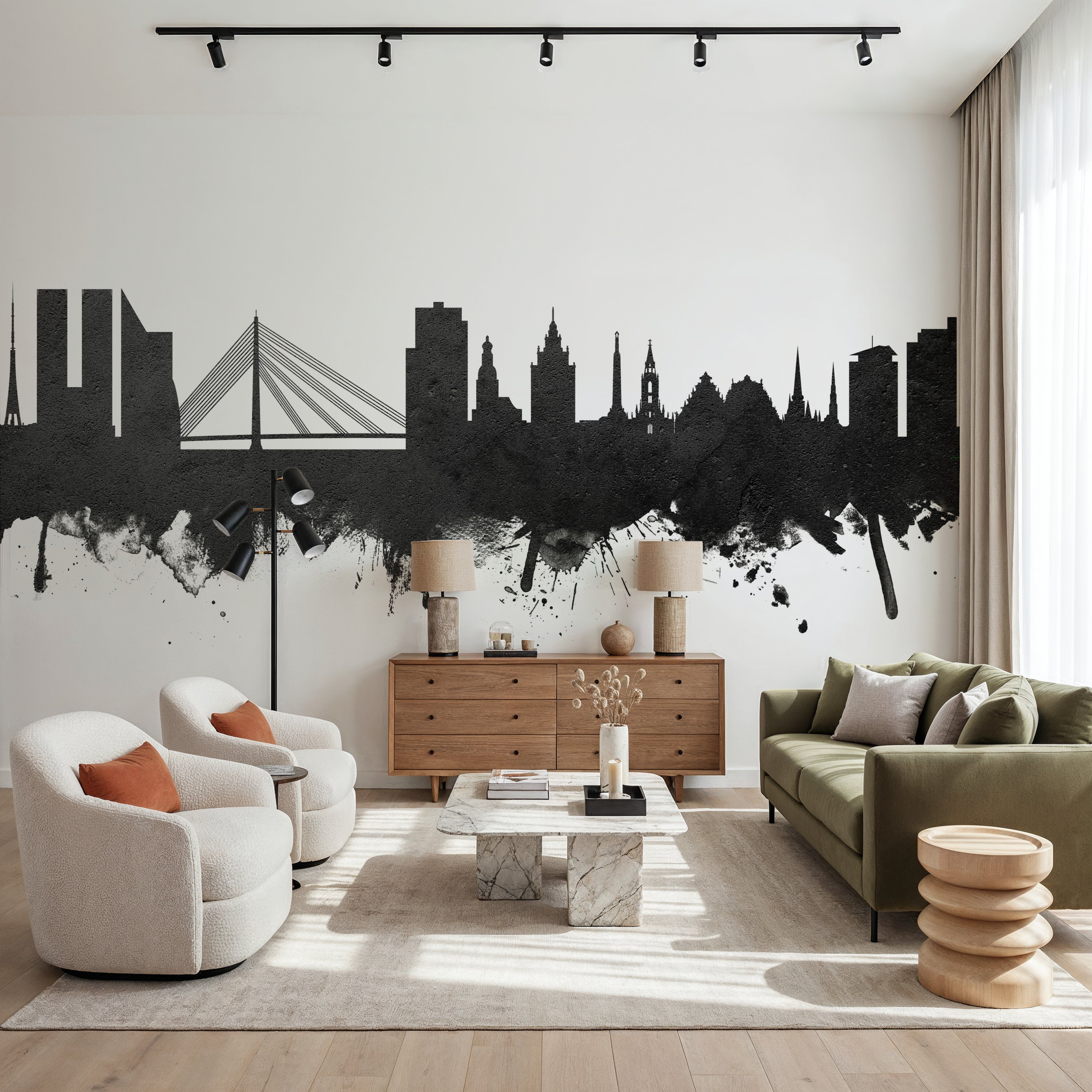 Riga Latvia Skyline Black & White