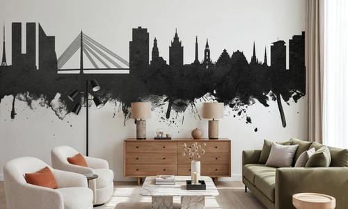 Riga Latvia Skyline Black & White
