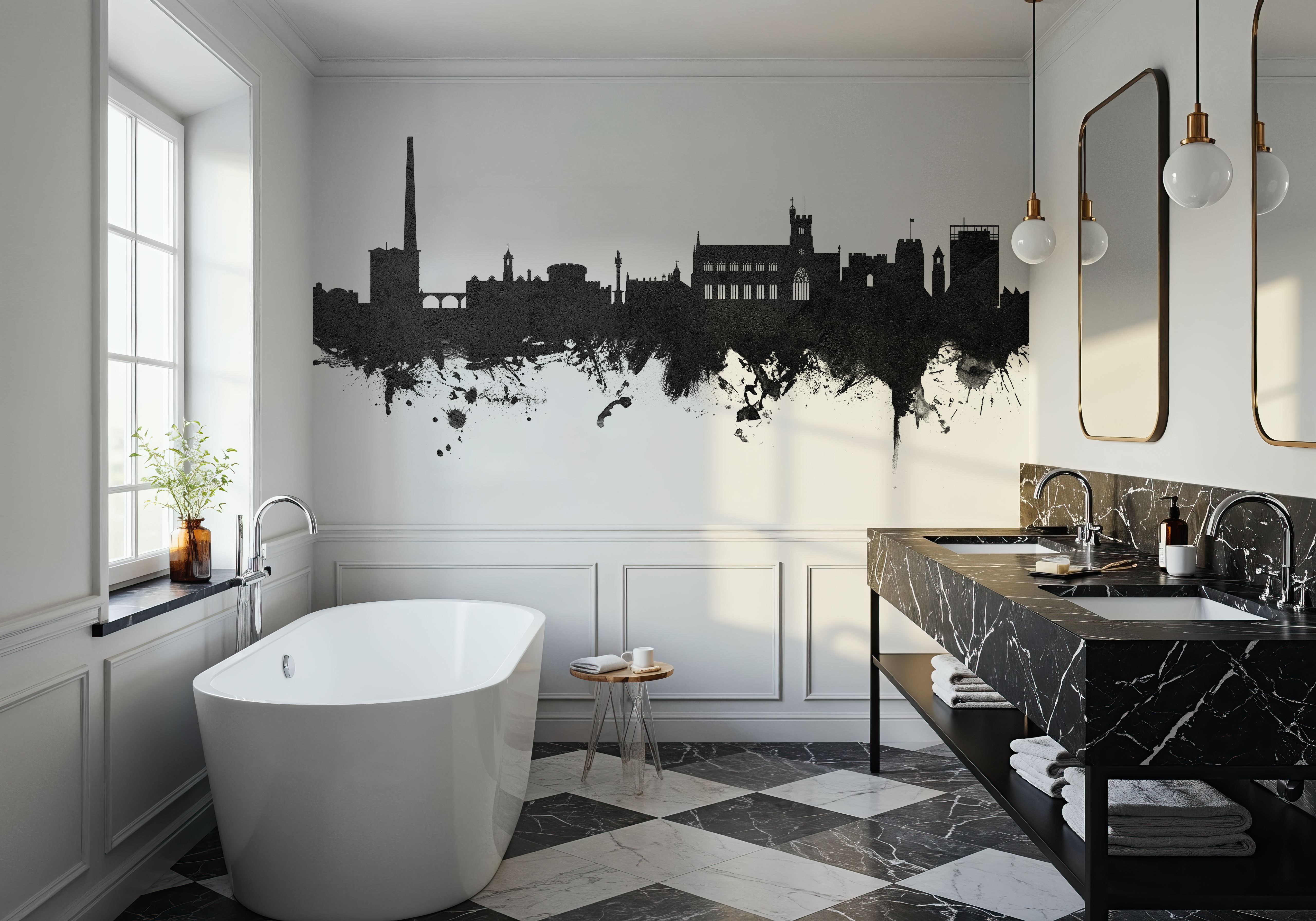 Carlisle England Skyline Black & White