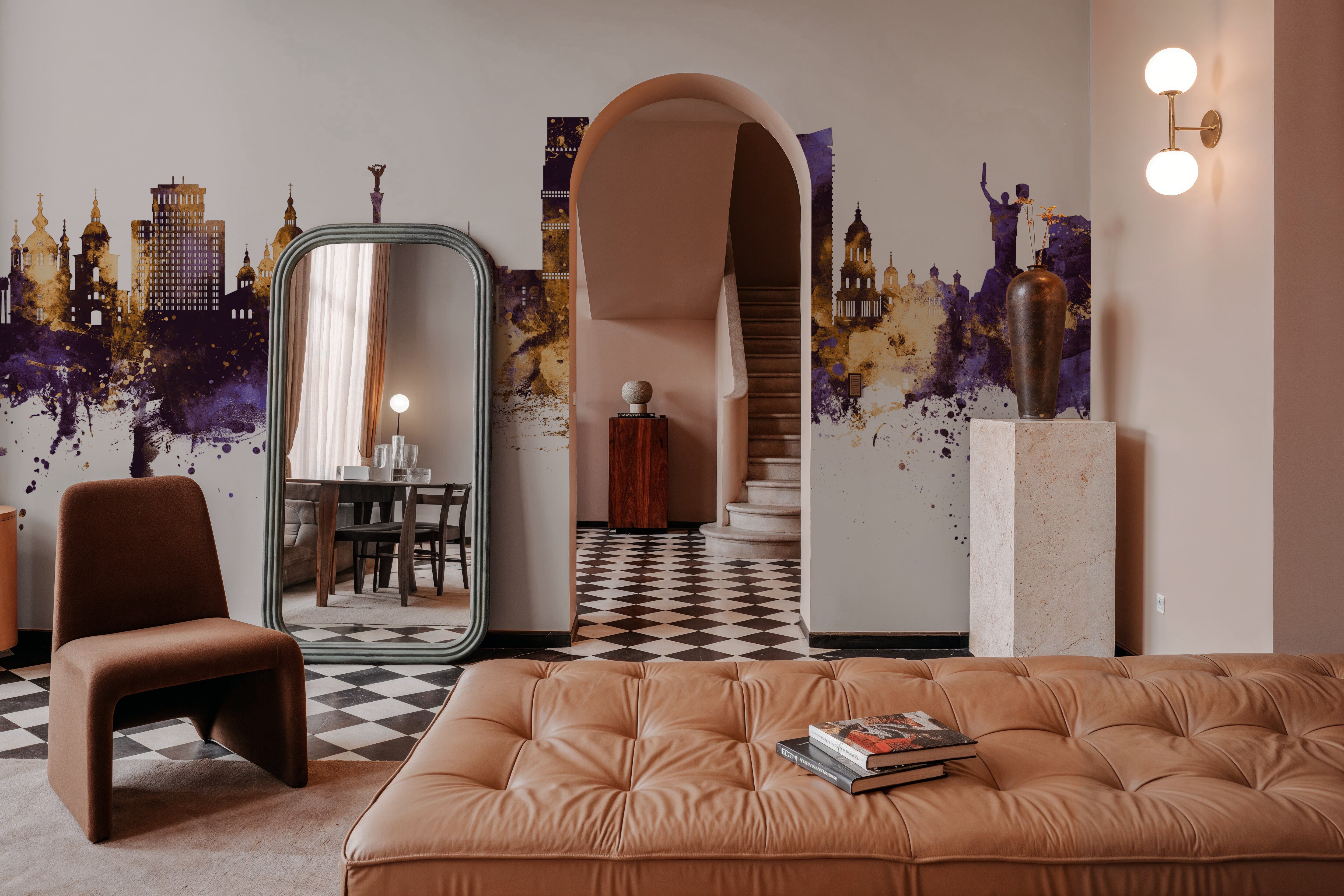 Kyiv Ukraine Skyline Purple & Gold