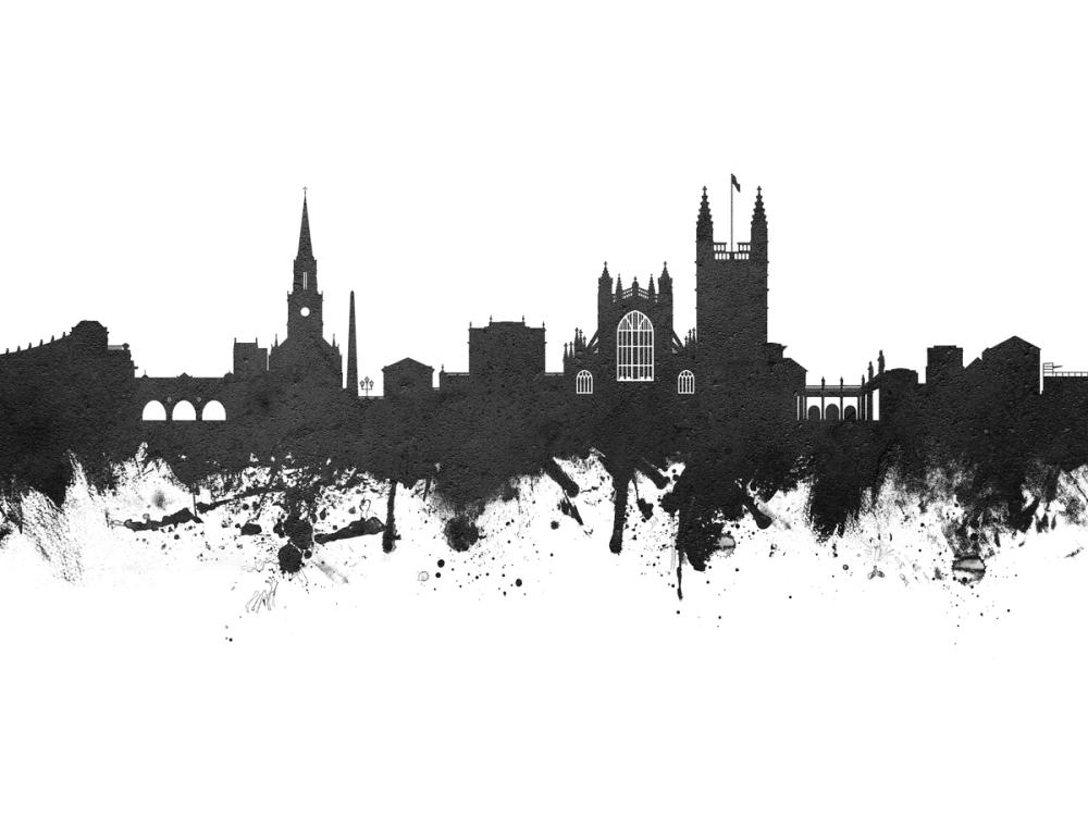 Bath England Skyline Black & White