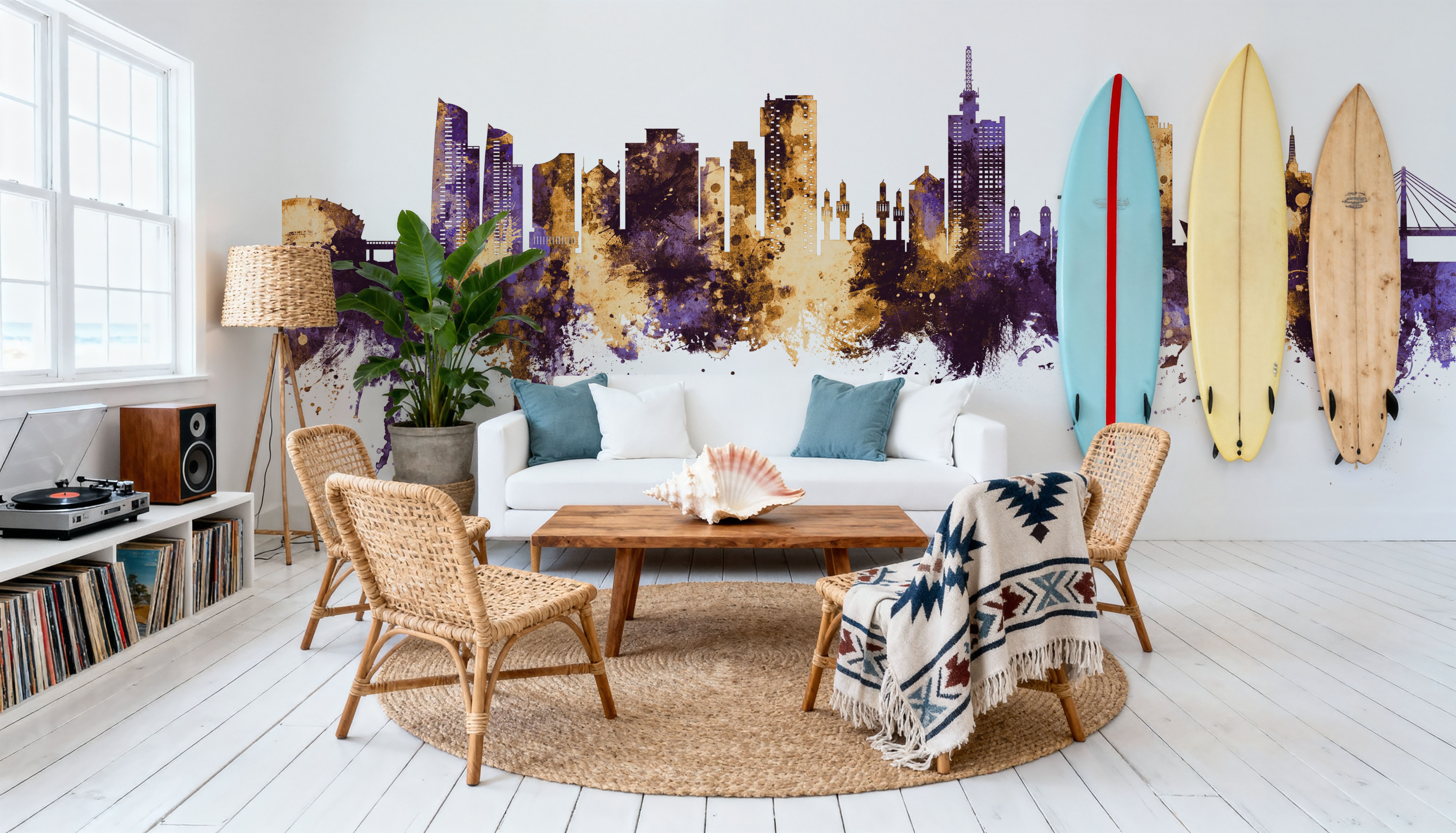 Lagos Nigeria Skyline Purple & Gold