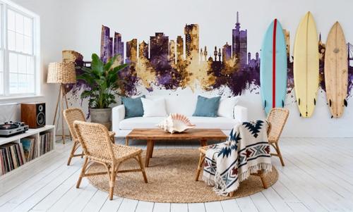 Lagos Nigeria Skyline Purple & Gold