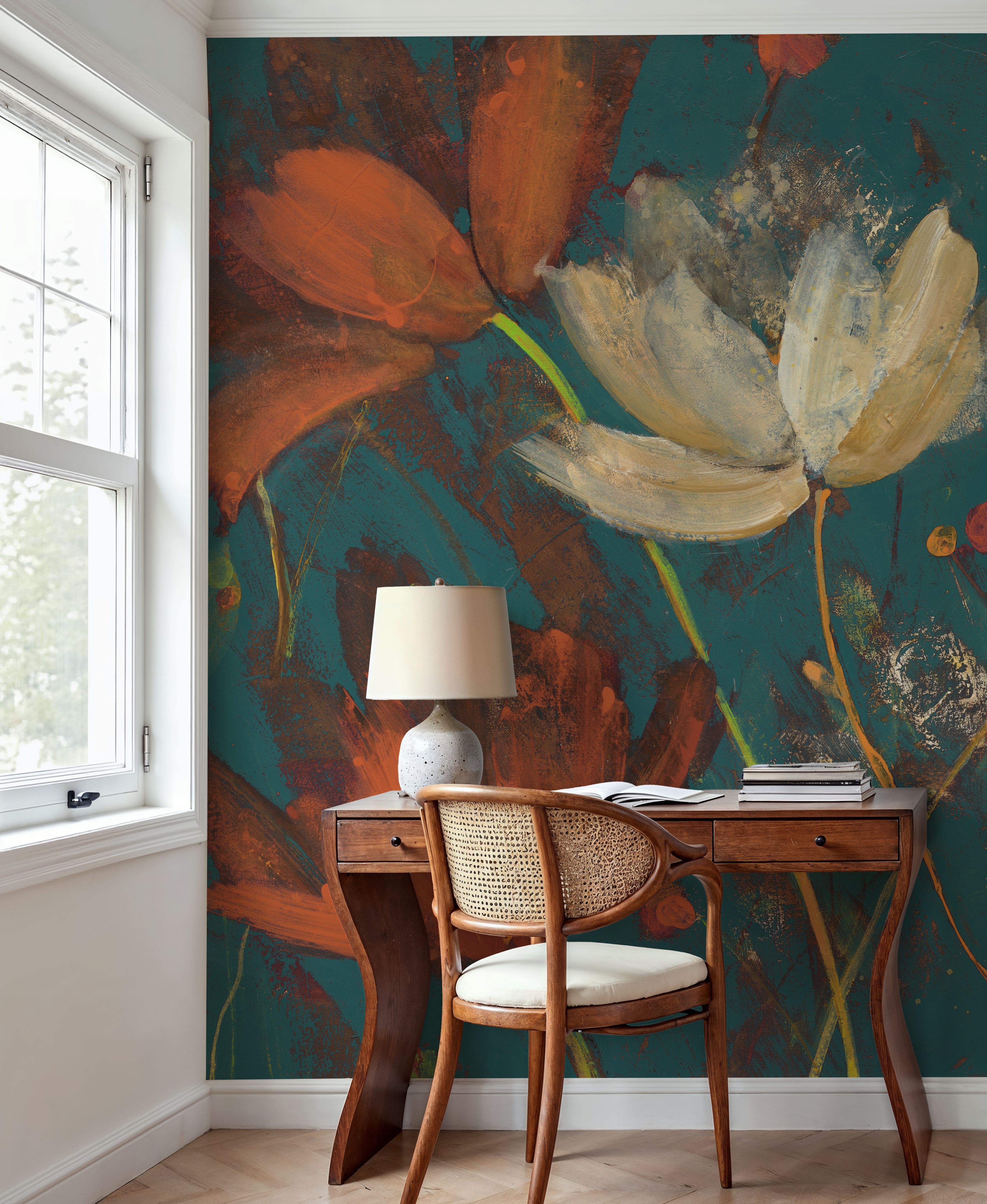 Moonlight Garden I Spice on Teal