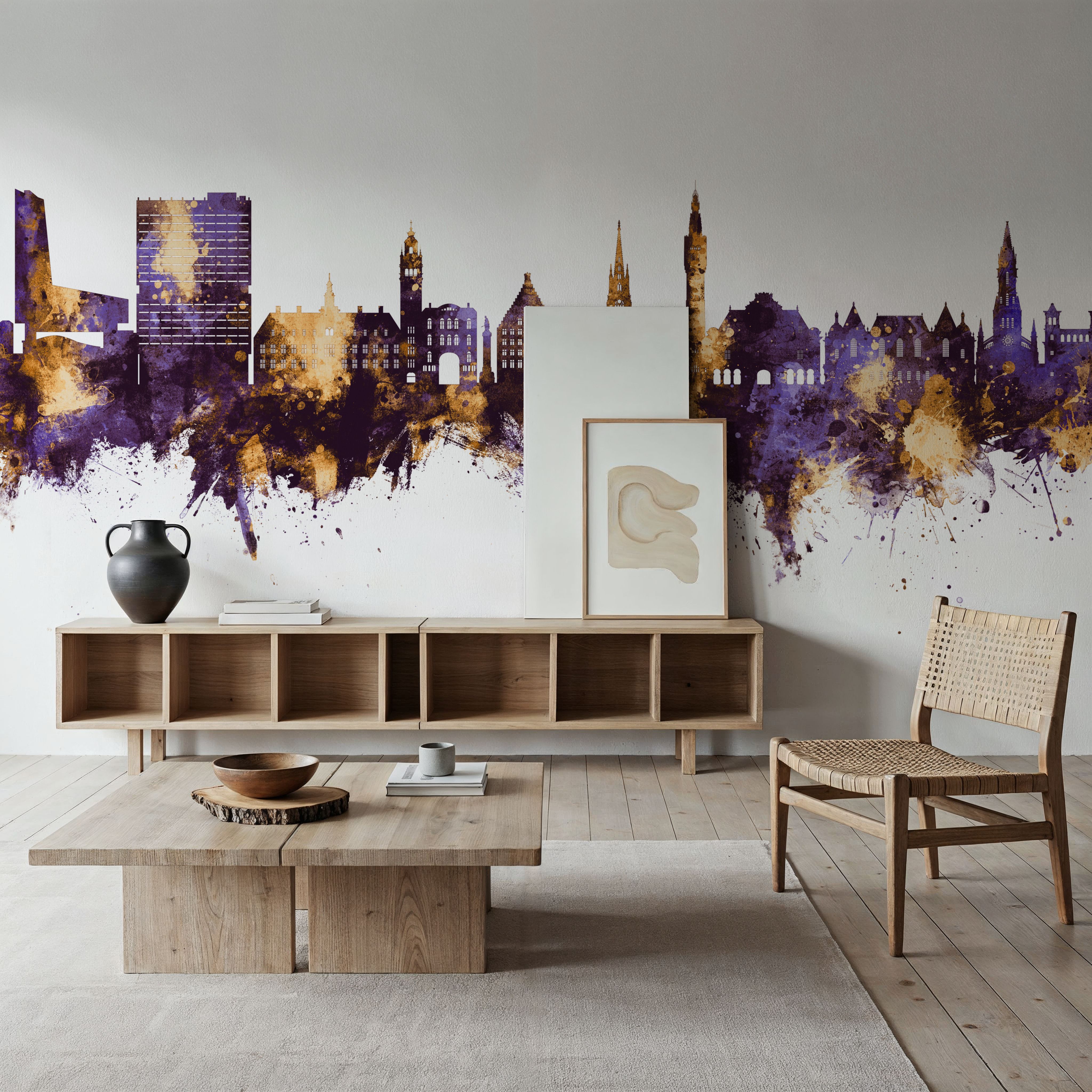 Lille France Skyline Purple & Gold