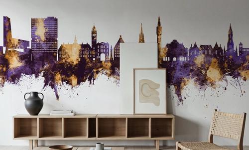 Lille France Skyline Purple & Gold
