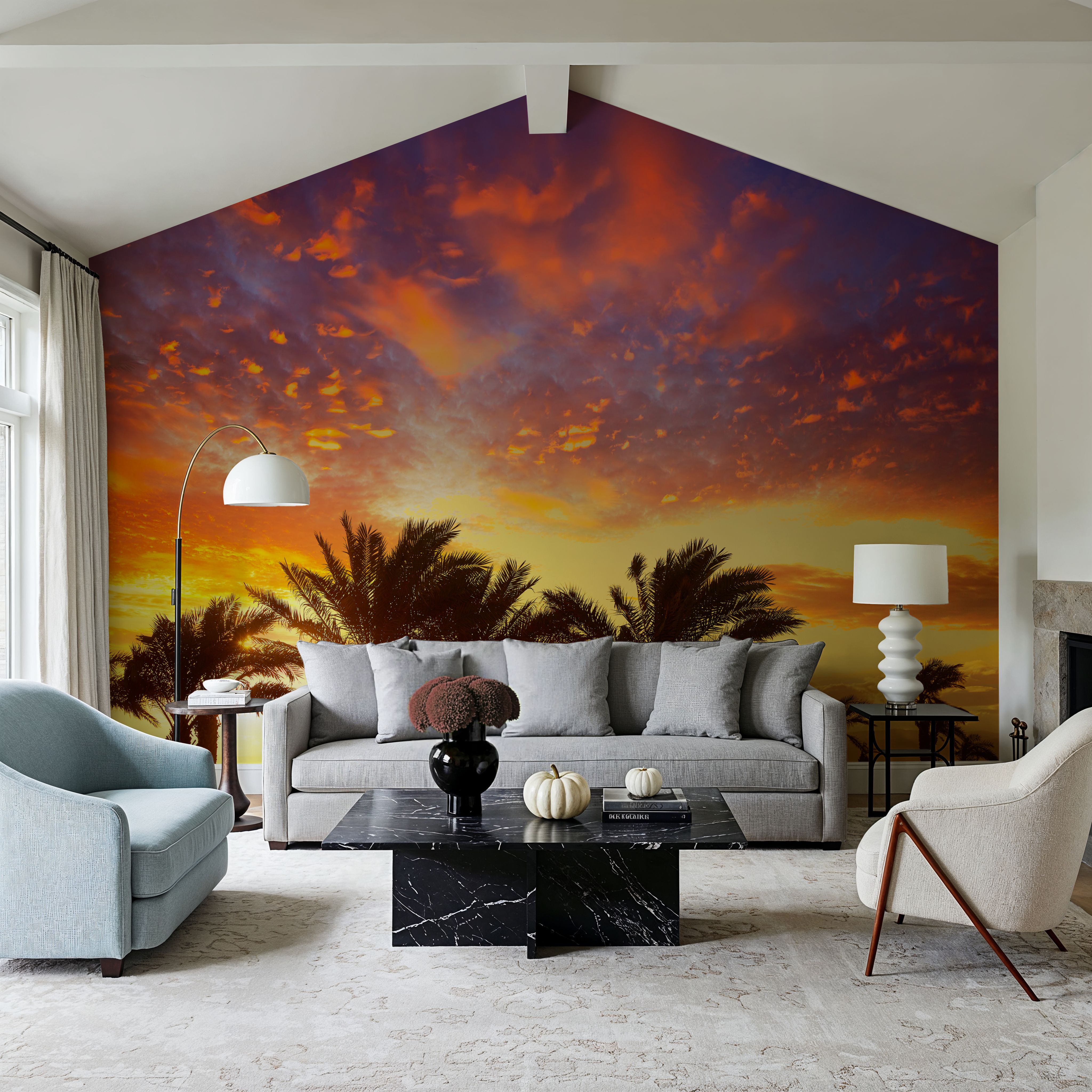 Blue Orange and Yellow Palms