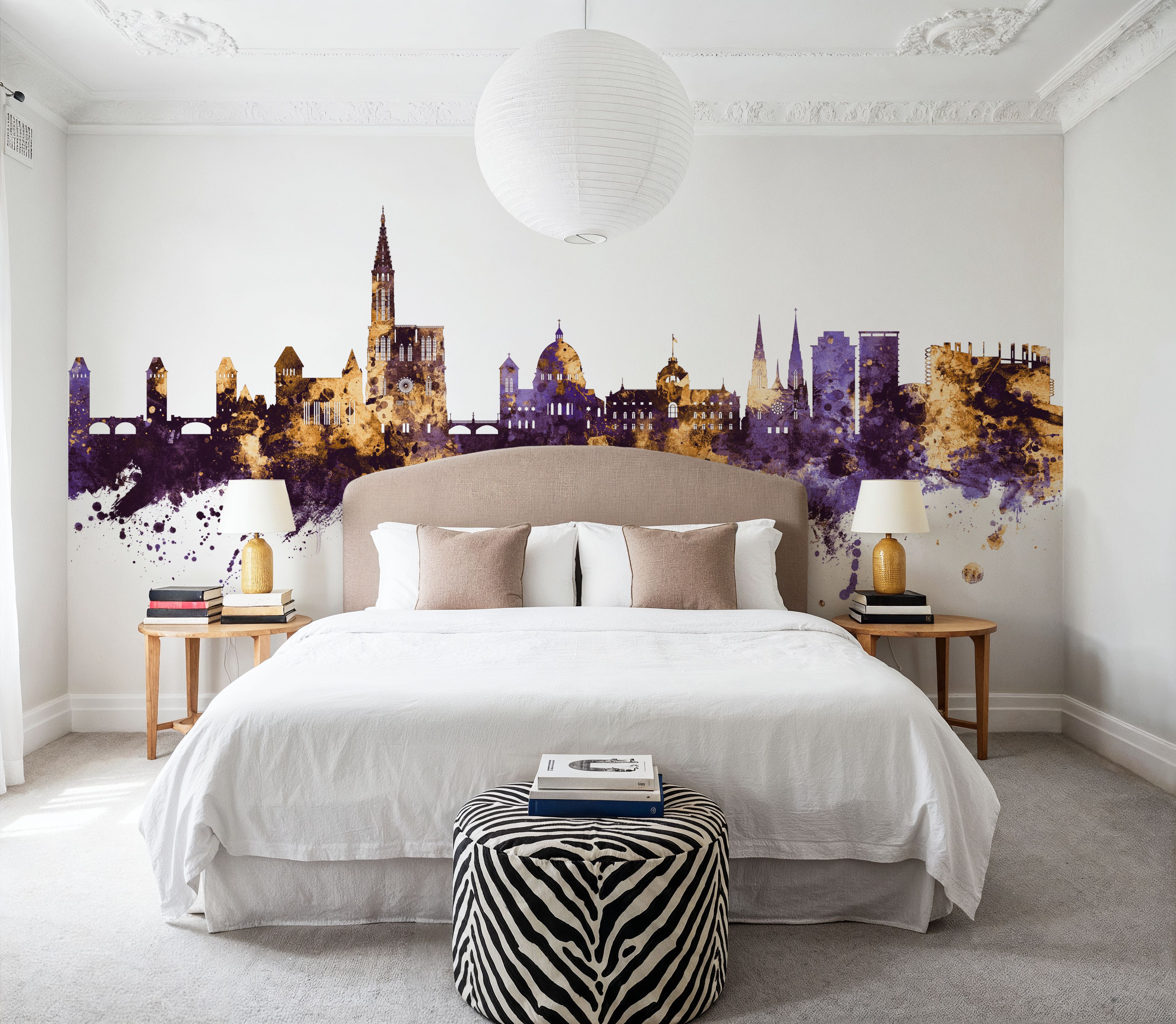 Strasbourg France Skyline Purple & Gold