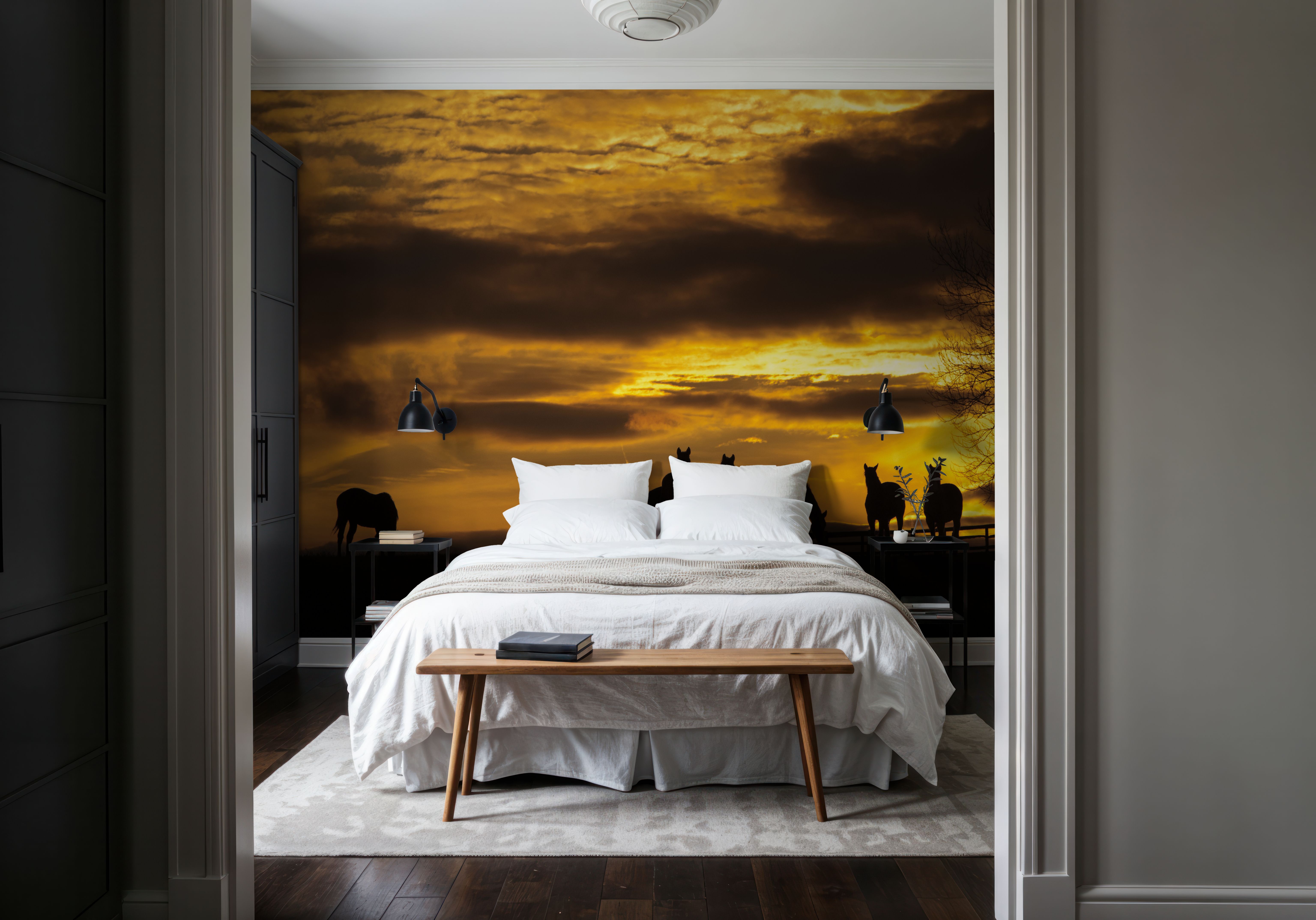 Horses at Sunset, Carte da parati