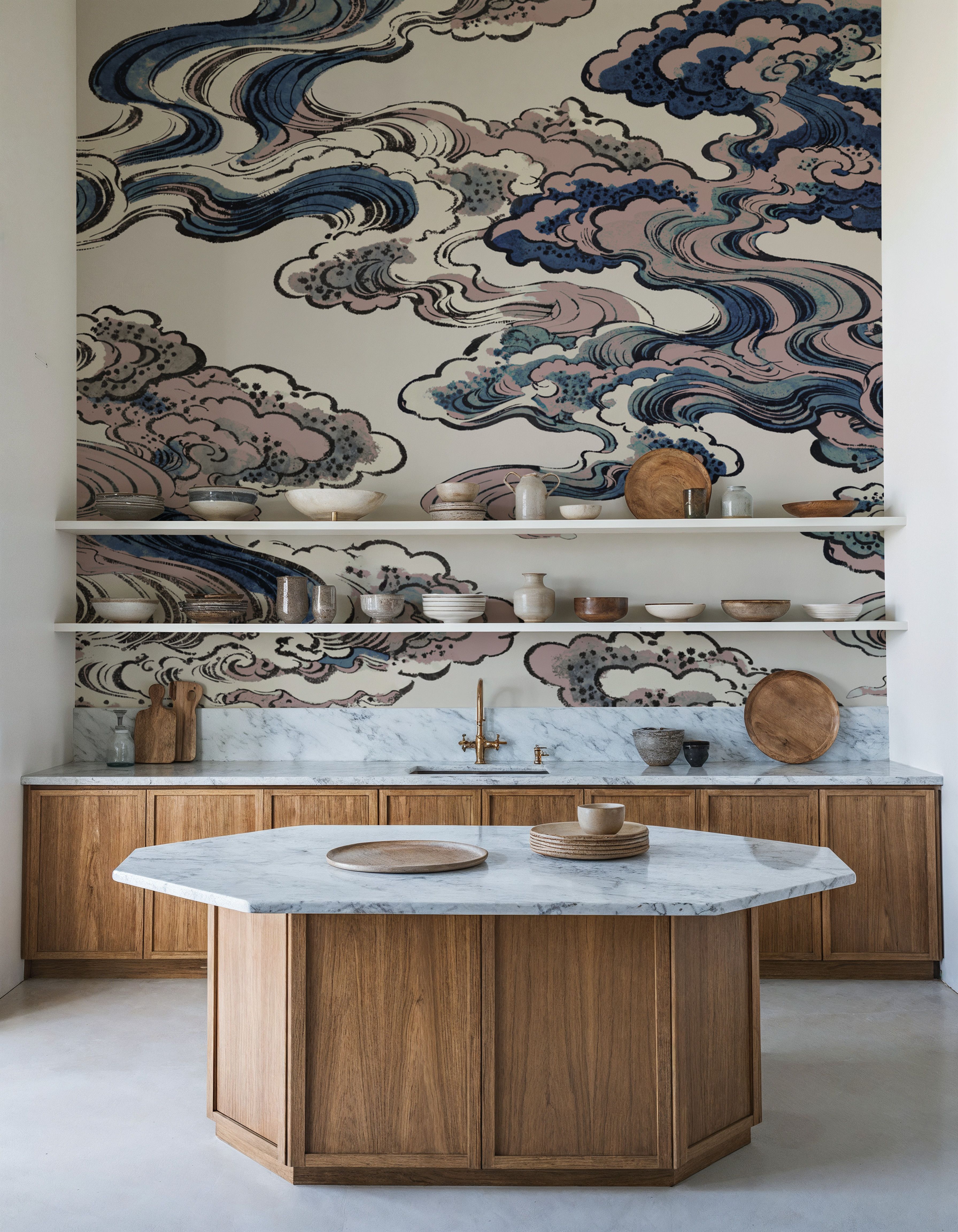 Ukiyo-e Clouds, Soft Pink