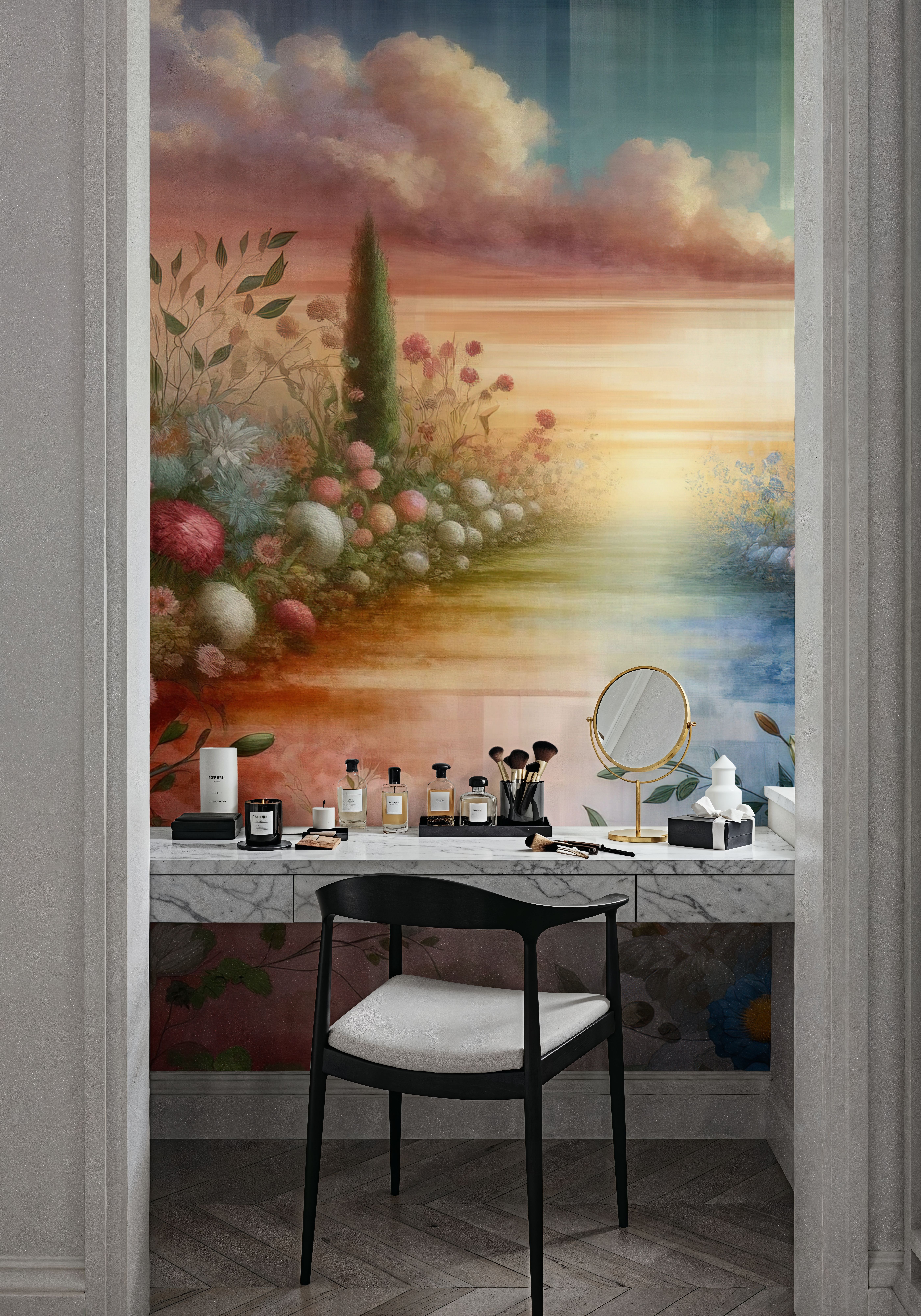 Watercolor Floral Path