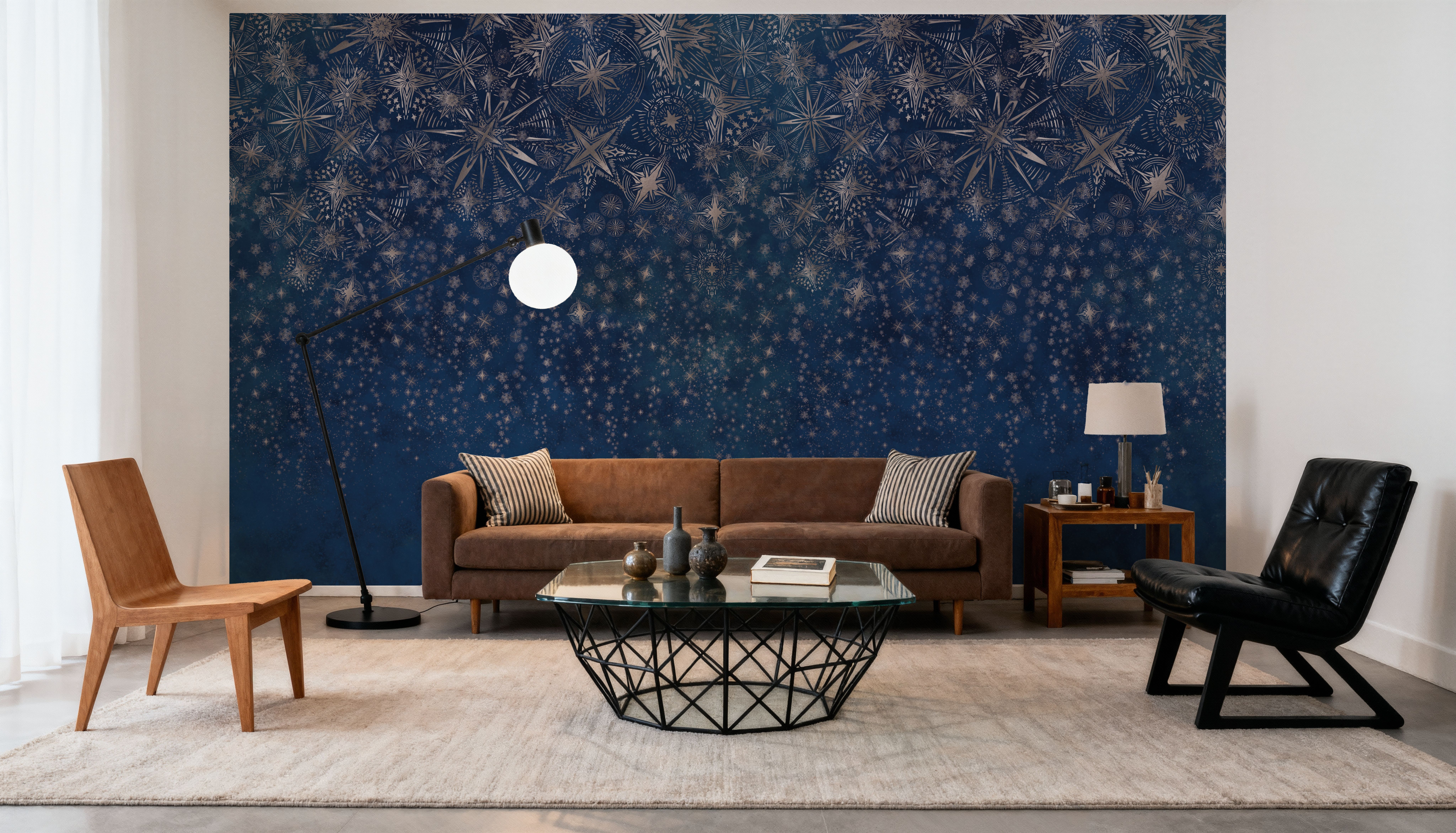 Celestial Dreams Dark Blue, Wallpaper