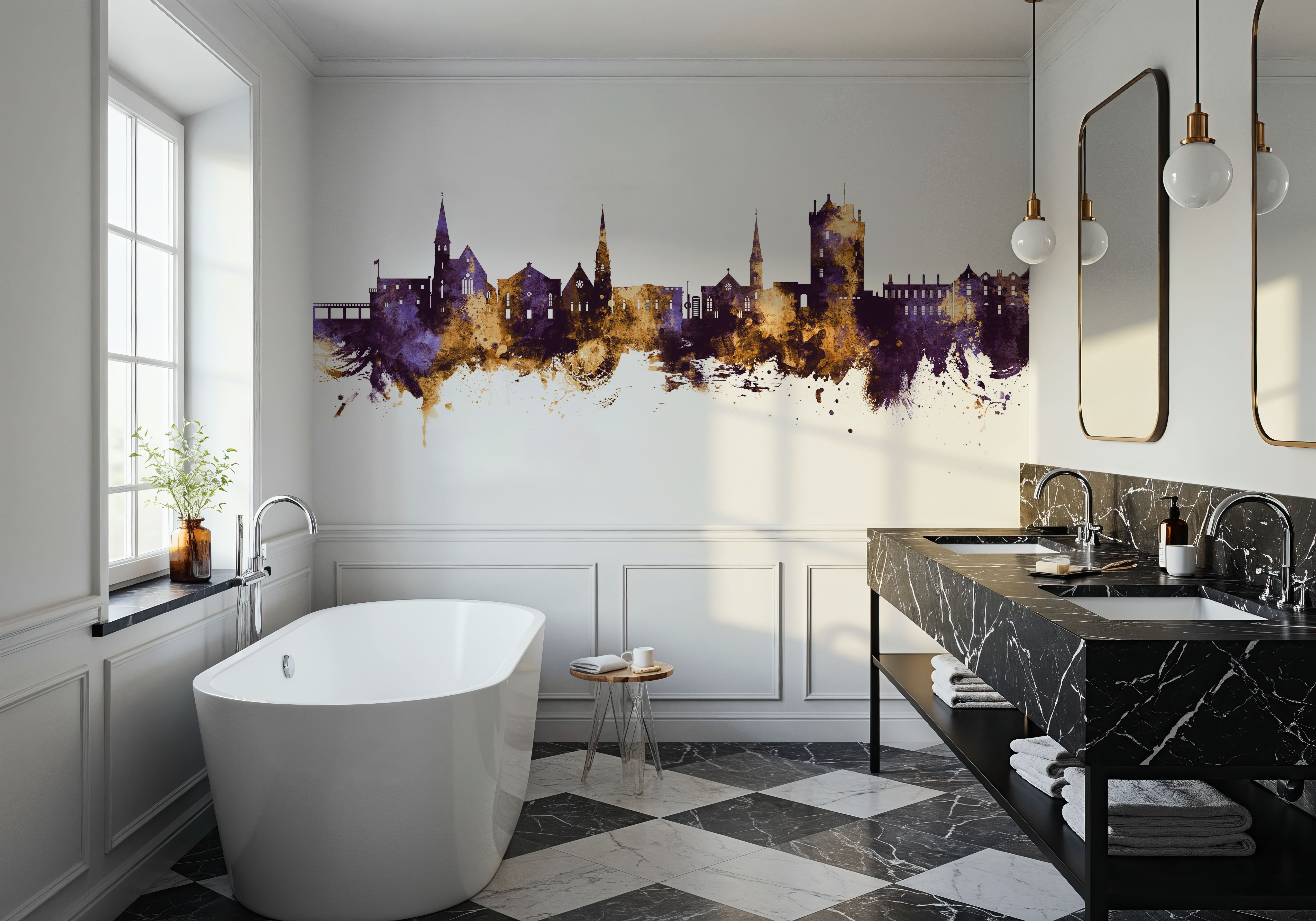 Broughty Ferry Scotland Skyline Purple & Gold