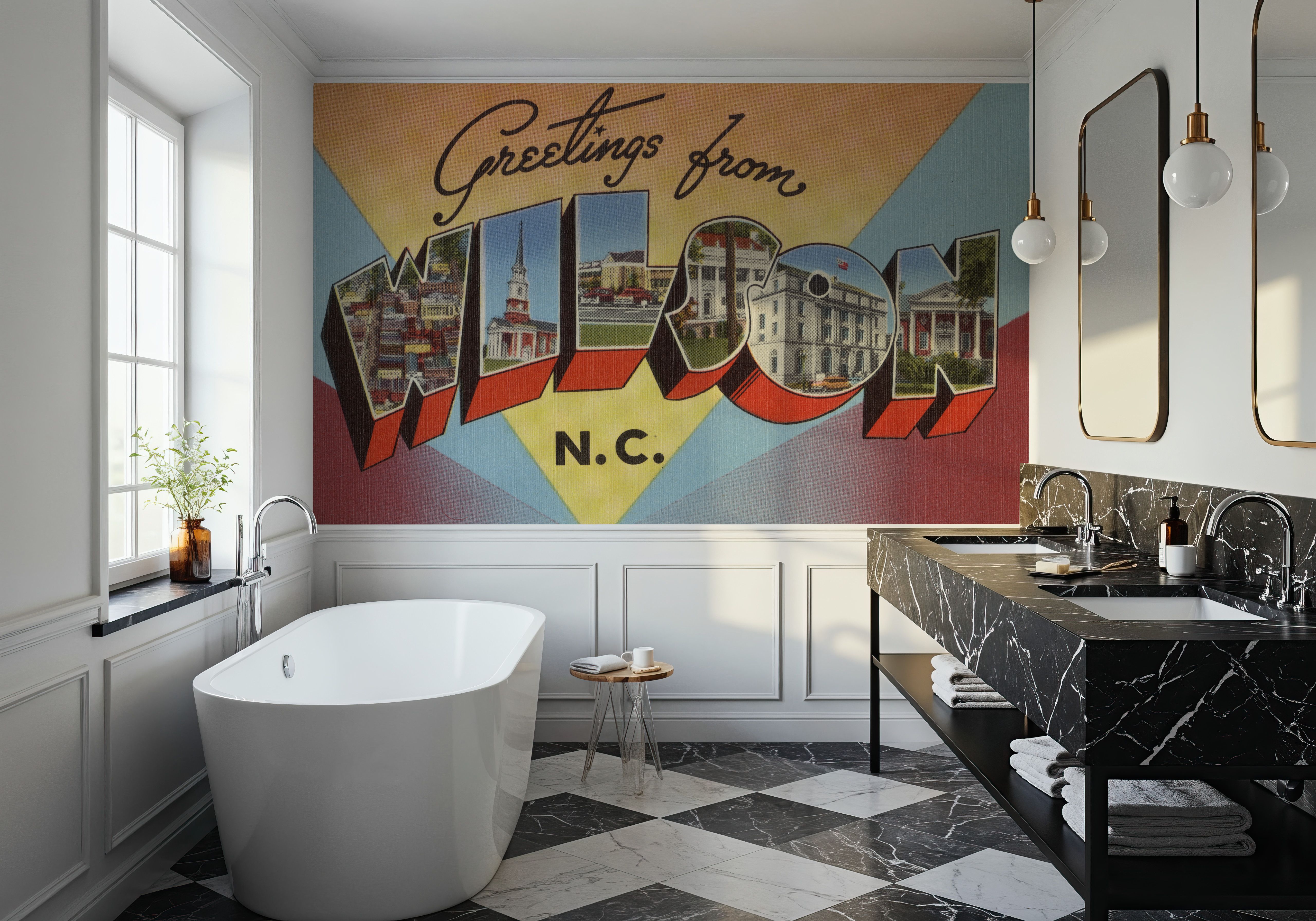 Greetings from Wilson - Screenprint Postcard, Wallpaper