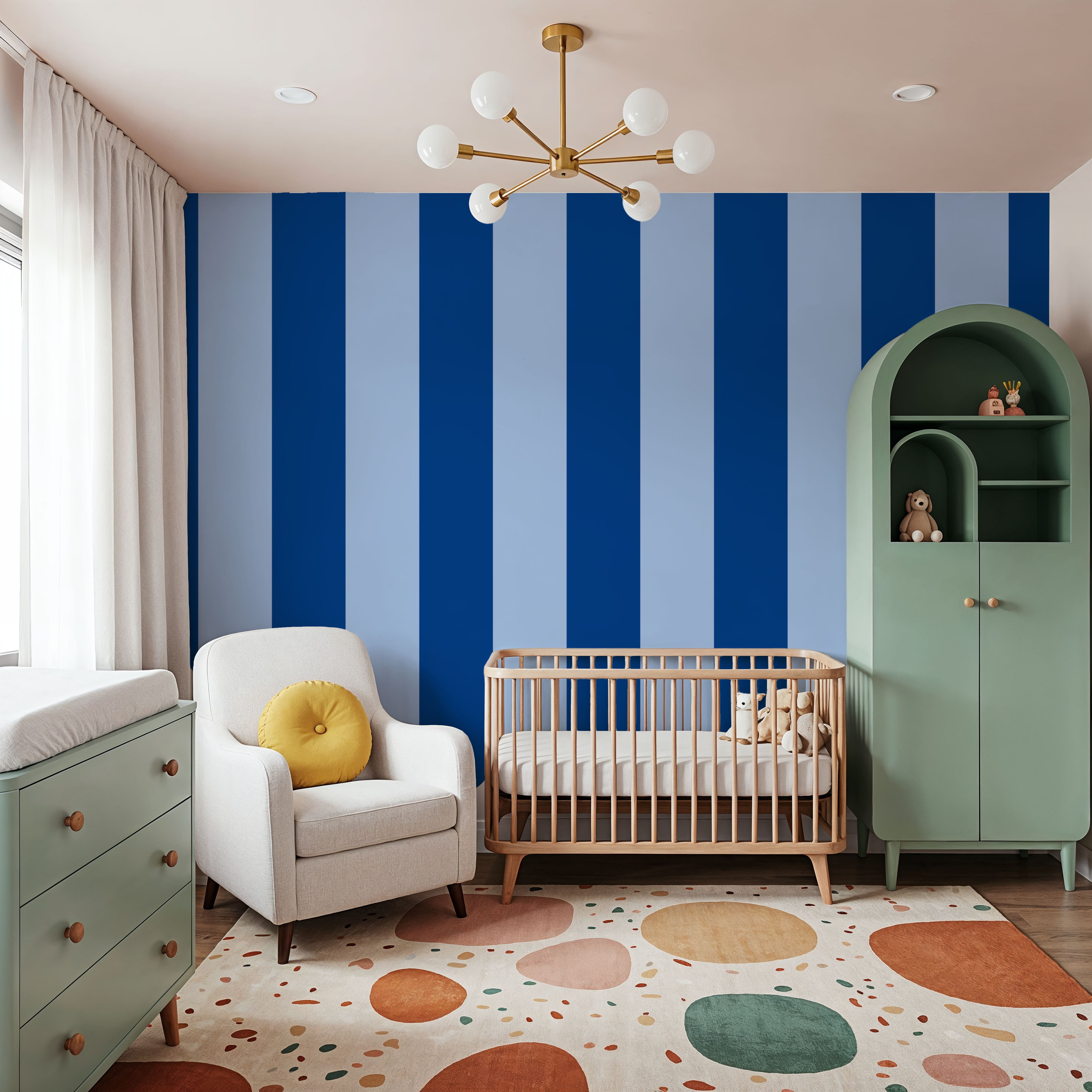 Scalloped Circus Stripes, Blue on Blue