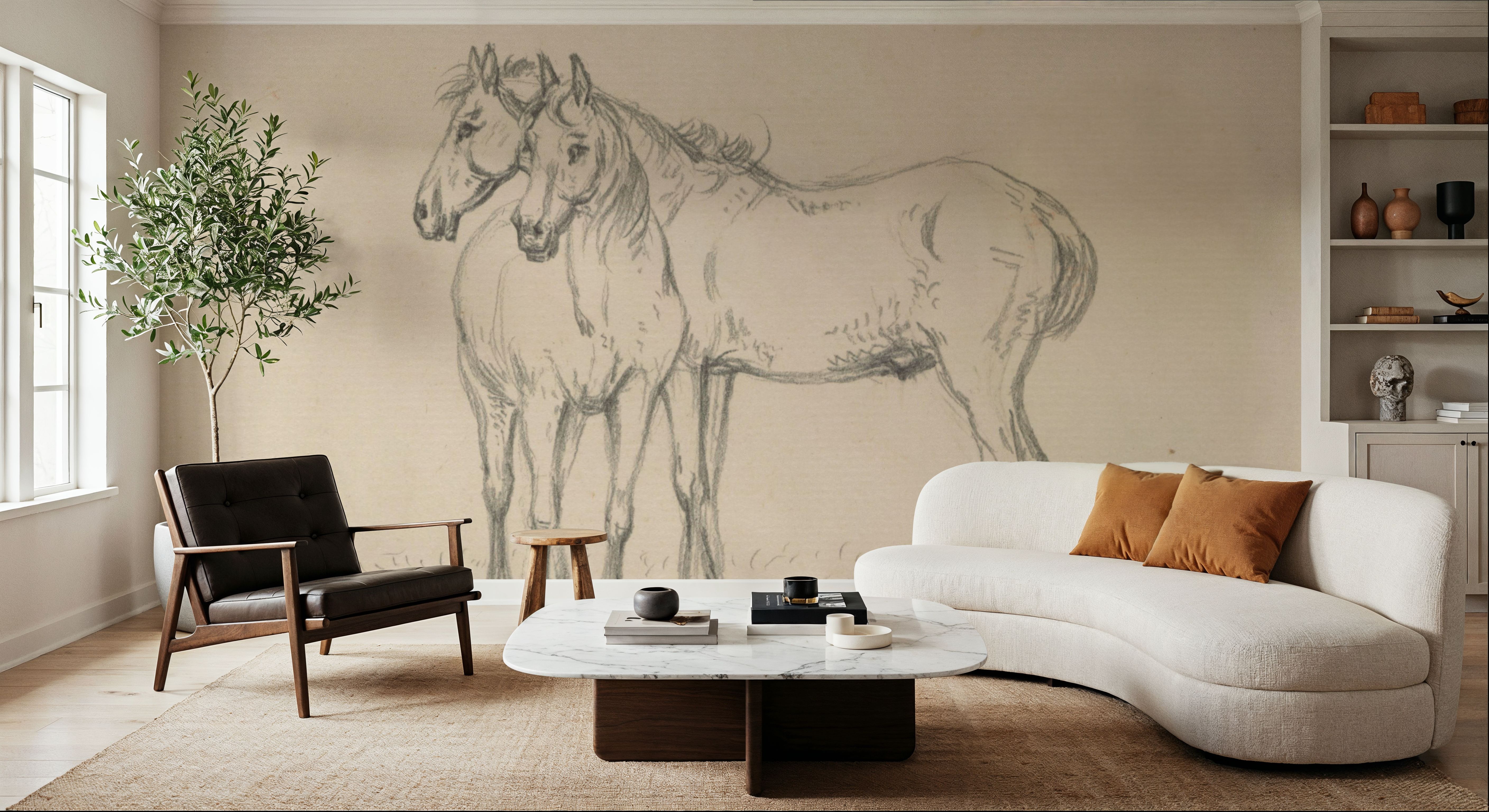 Two Horses Standing Together