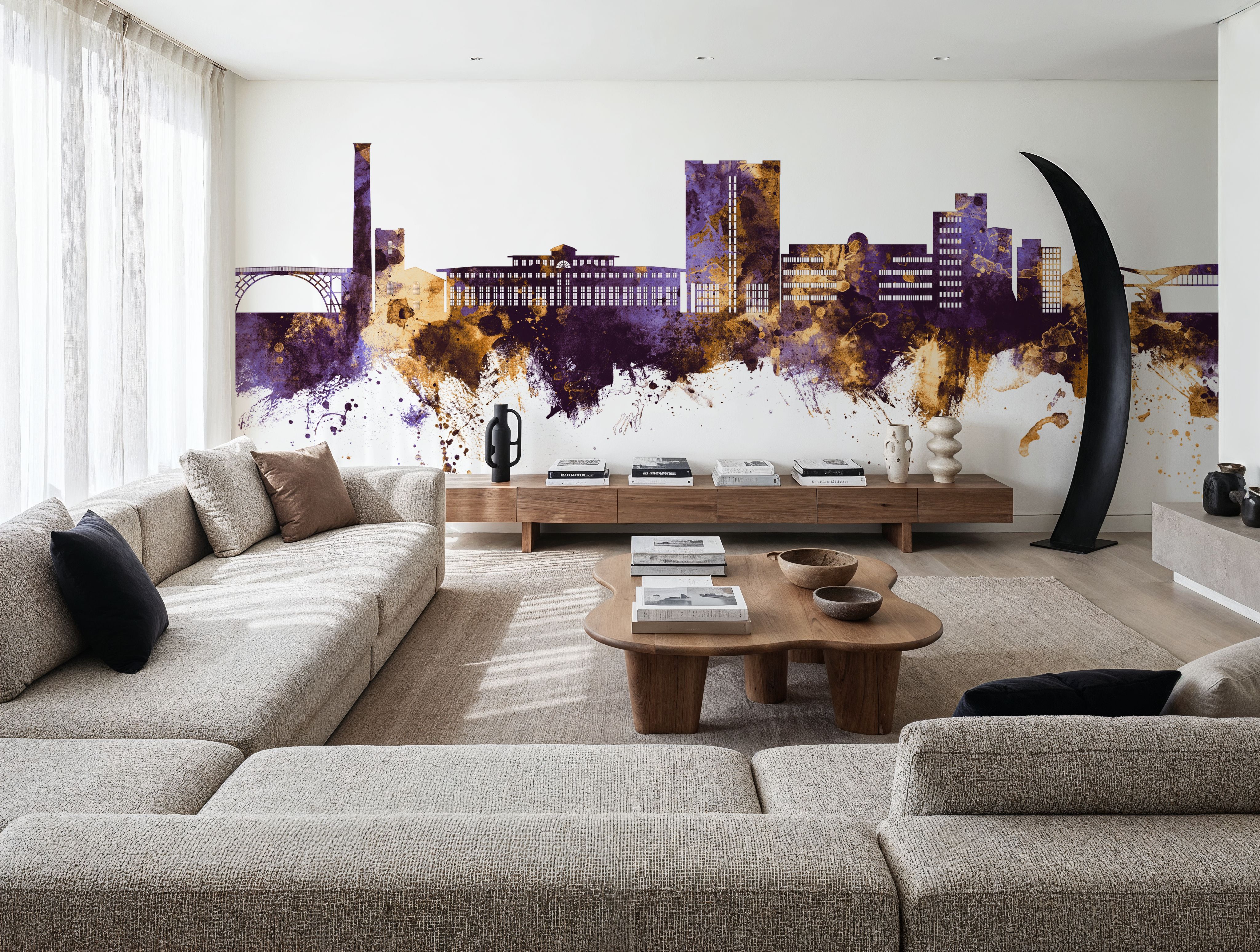 Telford England Skyline Purple & Gold