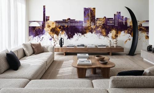 Telford England Skyline Purple & Gold