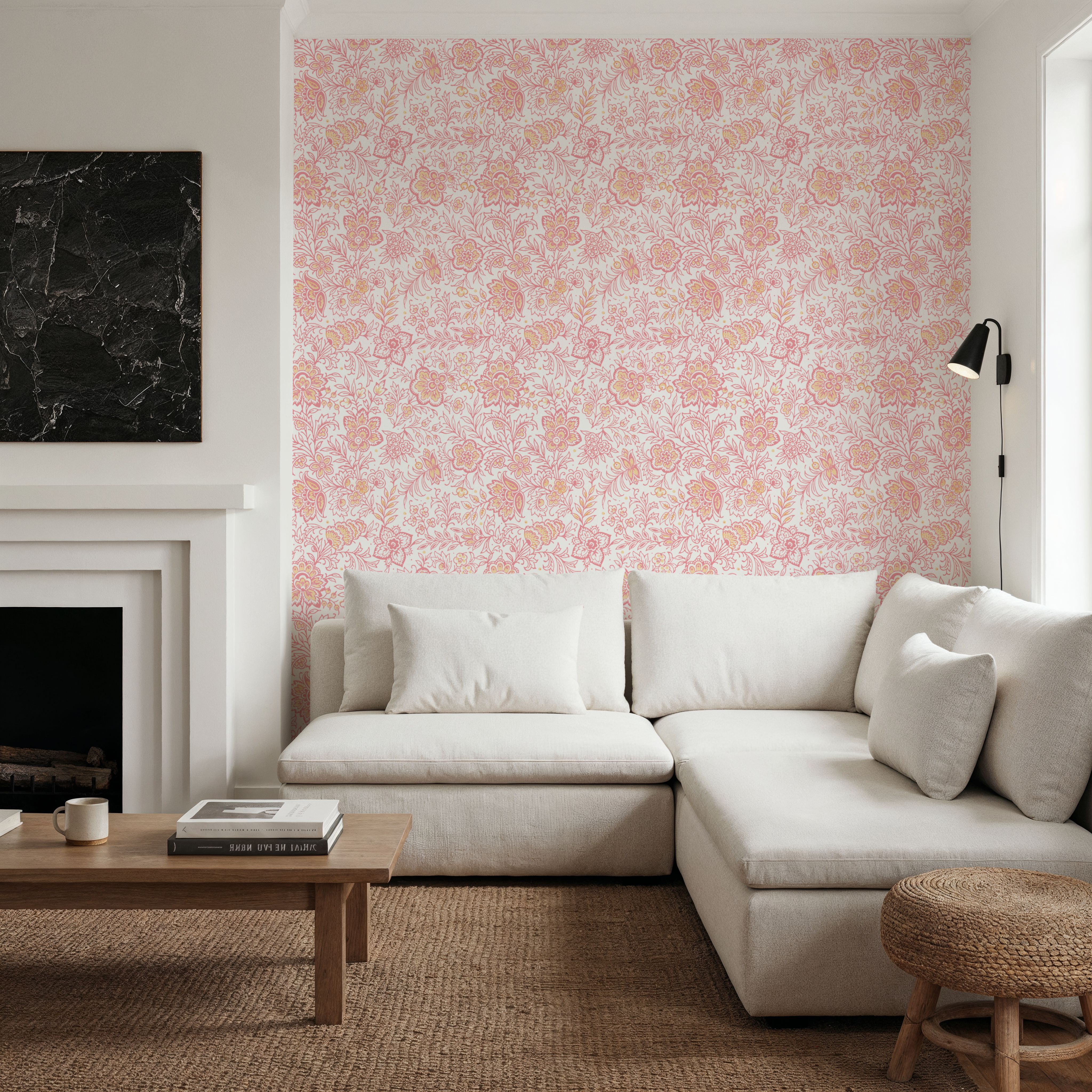 Kala Flowers Red on White