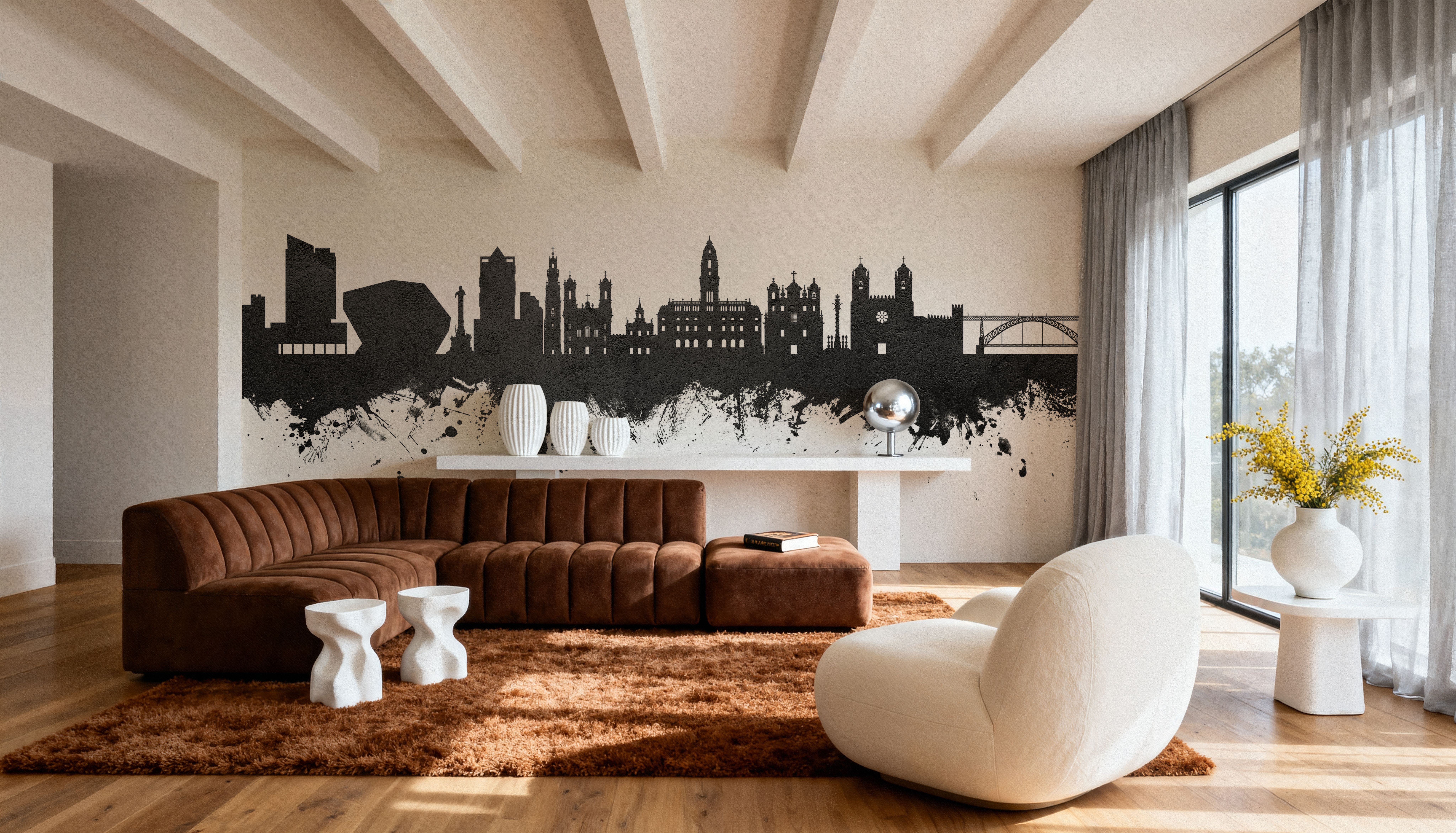 Porto Portugal Skyline Black & White