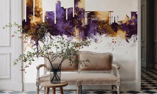 Darwin Australia Skyline Purple & Gold