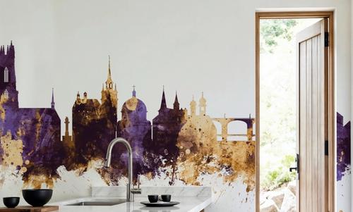 Fribourg Switzerland Skyline Purple & Gold