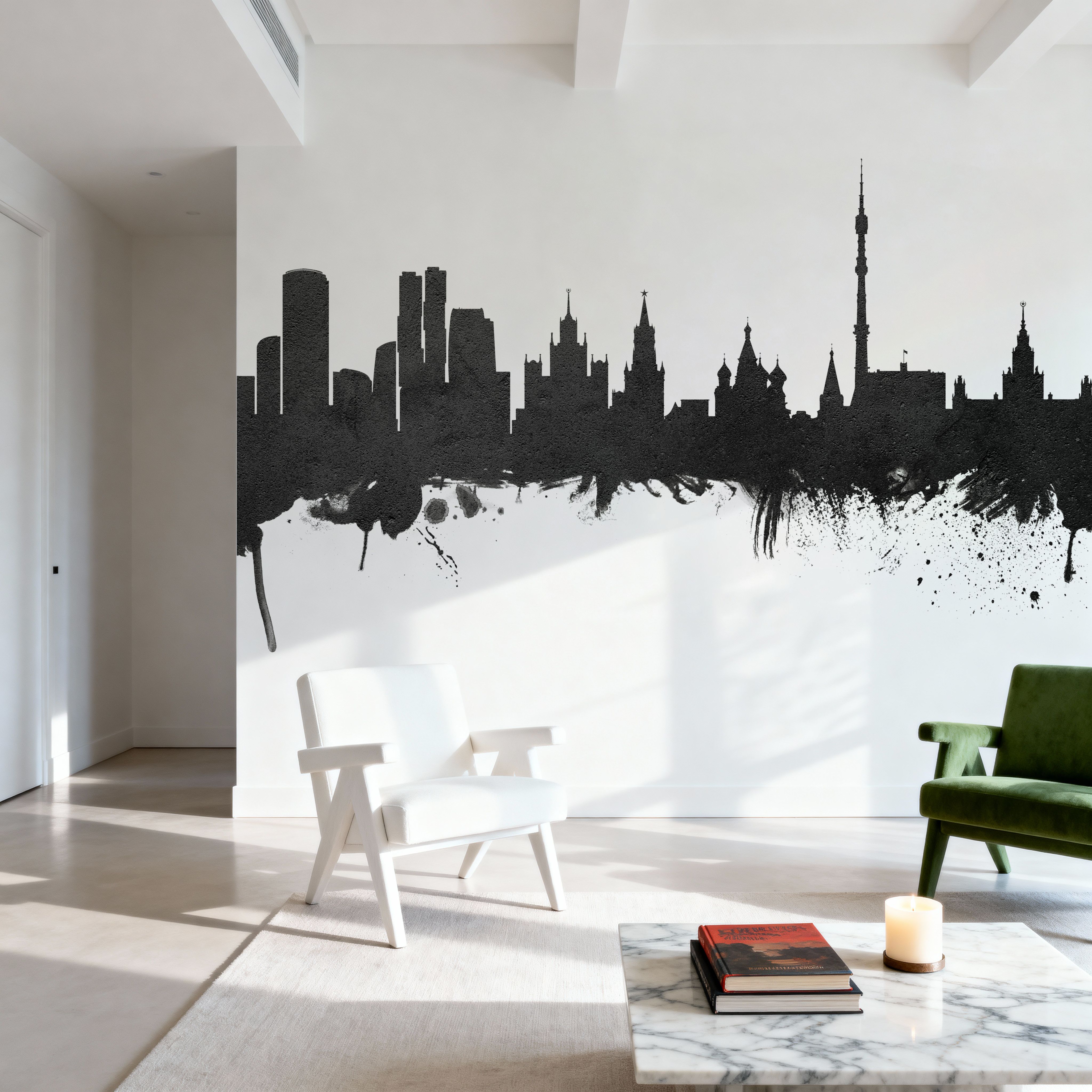 Moscow Russia Skyline Black & White