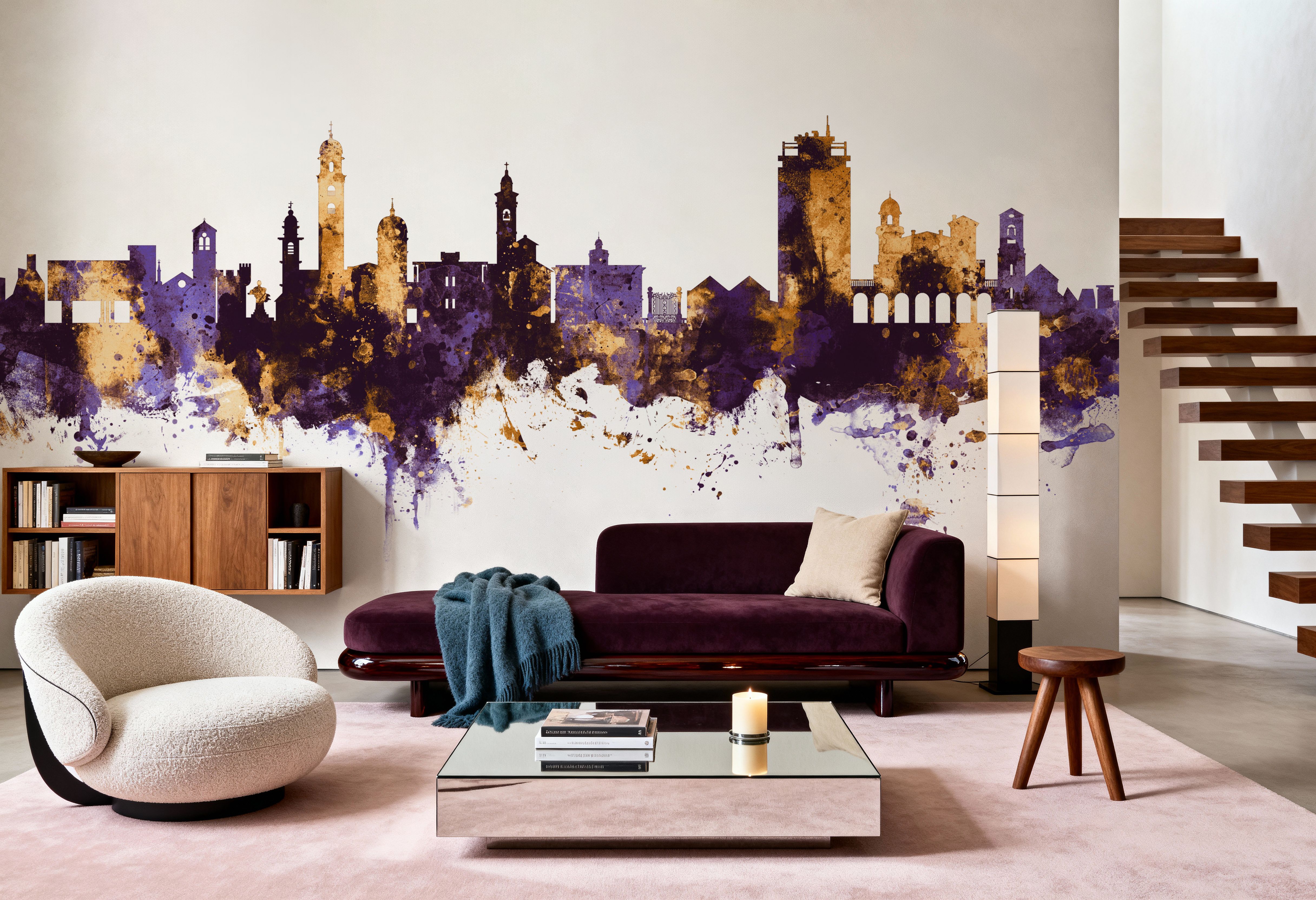 Lugano Switzerland Skyline Purple & Gold