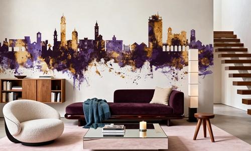 Lugano Switzerland Skyline Purple & Gold