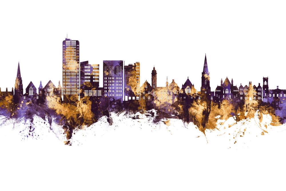 Swindon England Skyline Purple & Gold