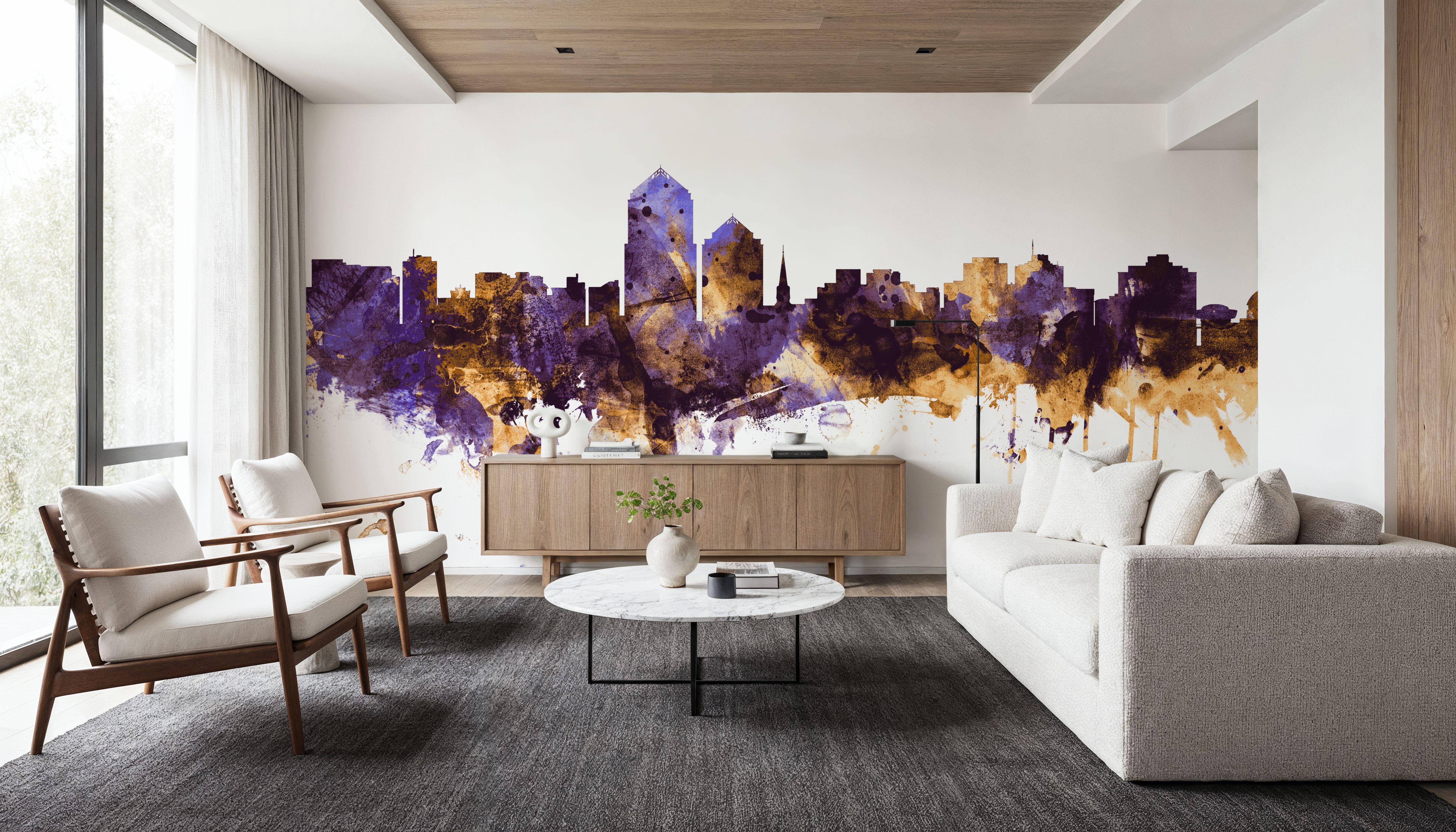 Albuquerque New Mexico Skyline Purple & Gold