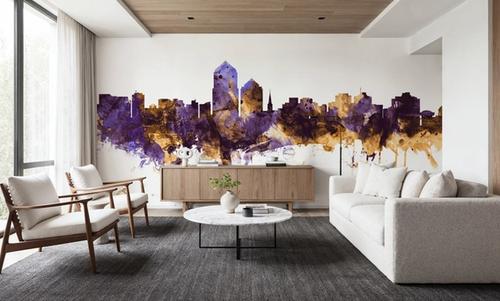 Albuquerque New Mexico Skyline Purple & Gold