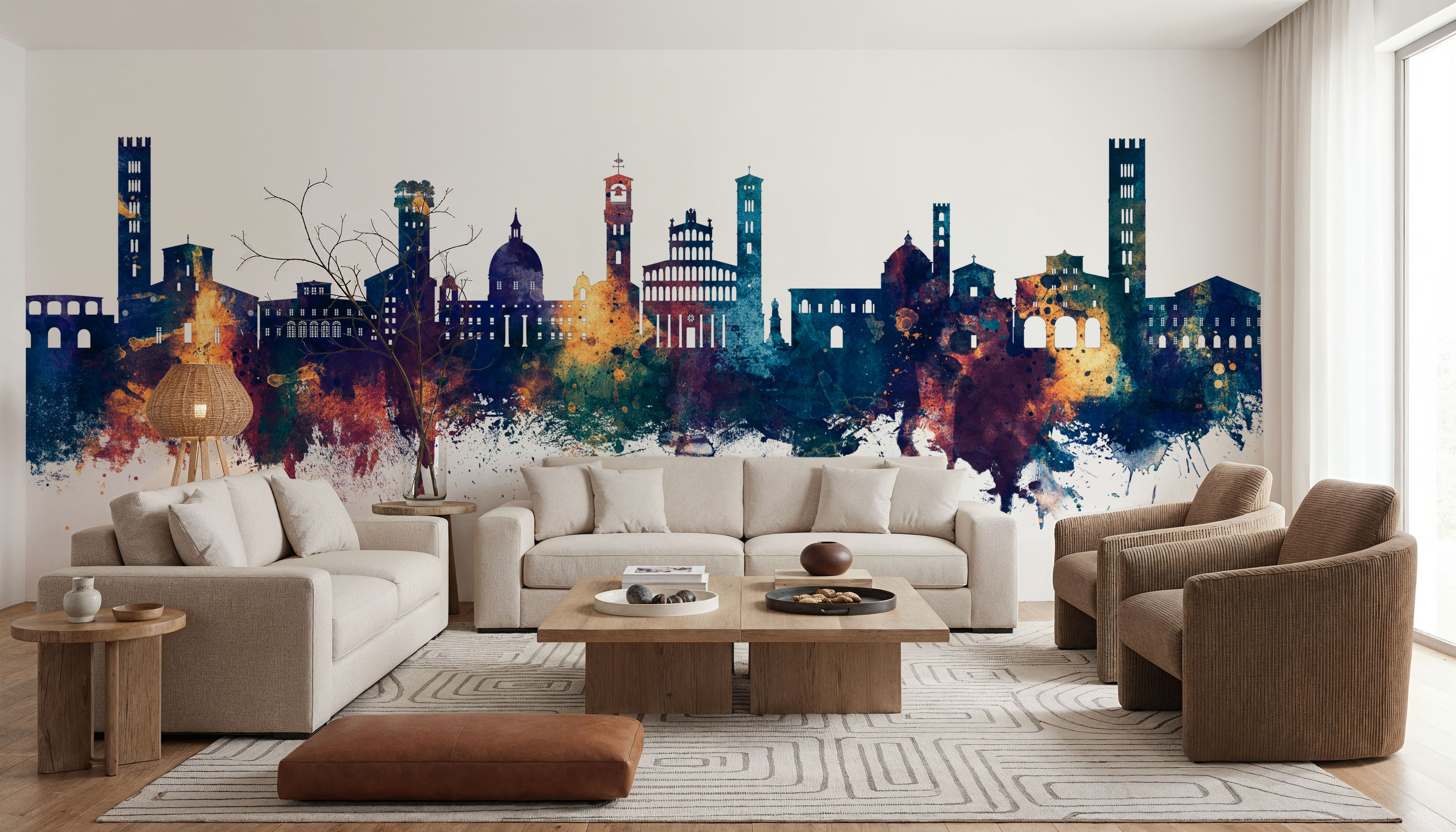 Lucca Italy Skyline Blue & Bronze