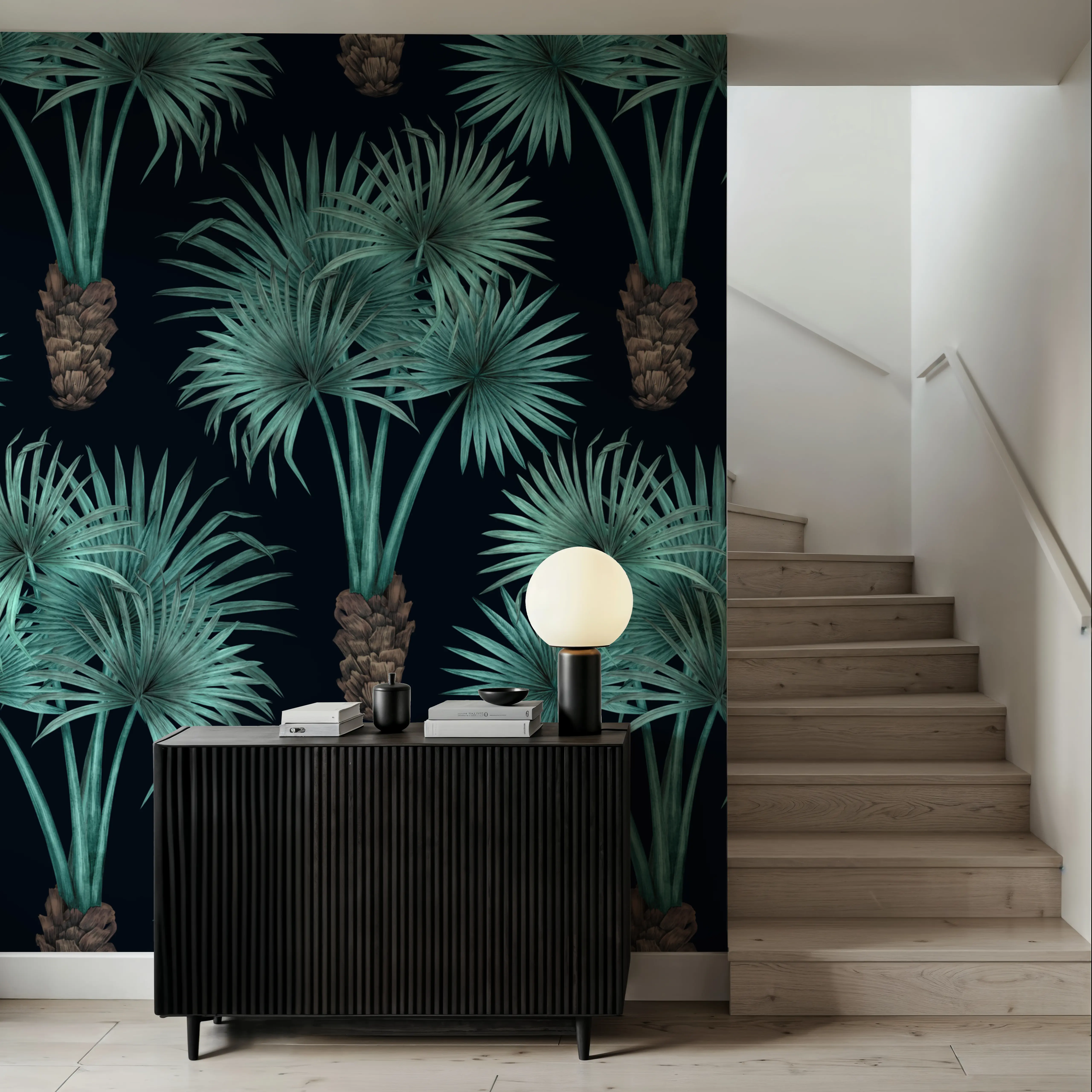 Wall Mural - Elephant Ear Tree, Turqouise - Foliage Nature mural wallpaper - Green - Bedroom - Wallism UK - Peel & Stick or Paste-the-Wall