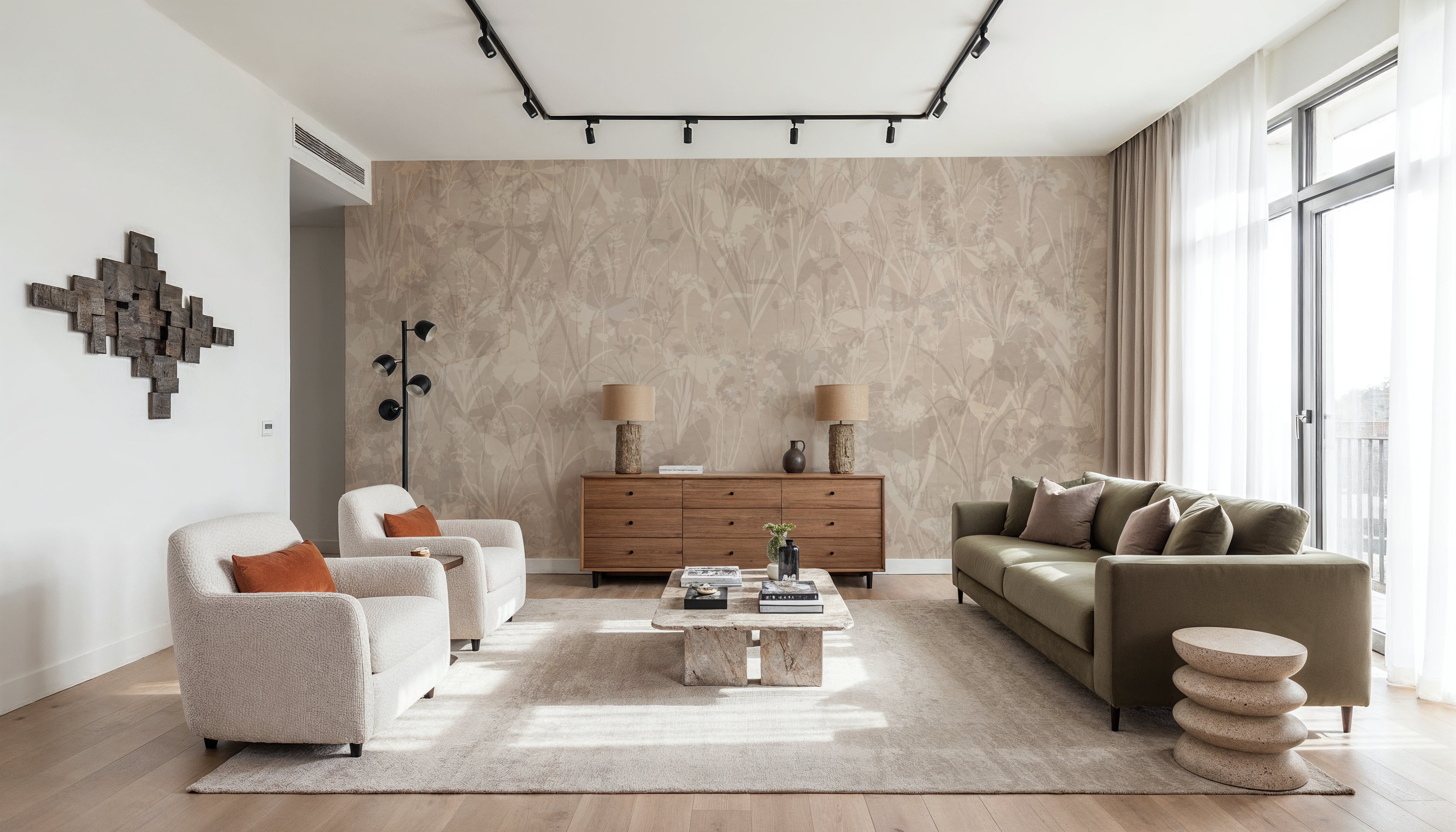 Herbals and Butterflies Double Silhouette Brown