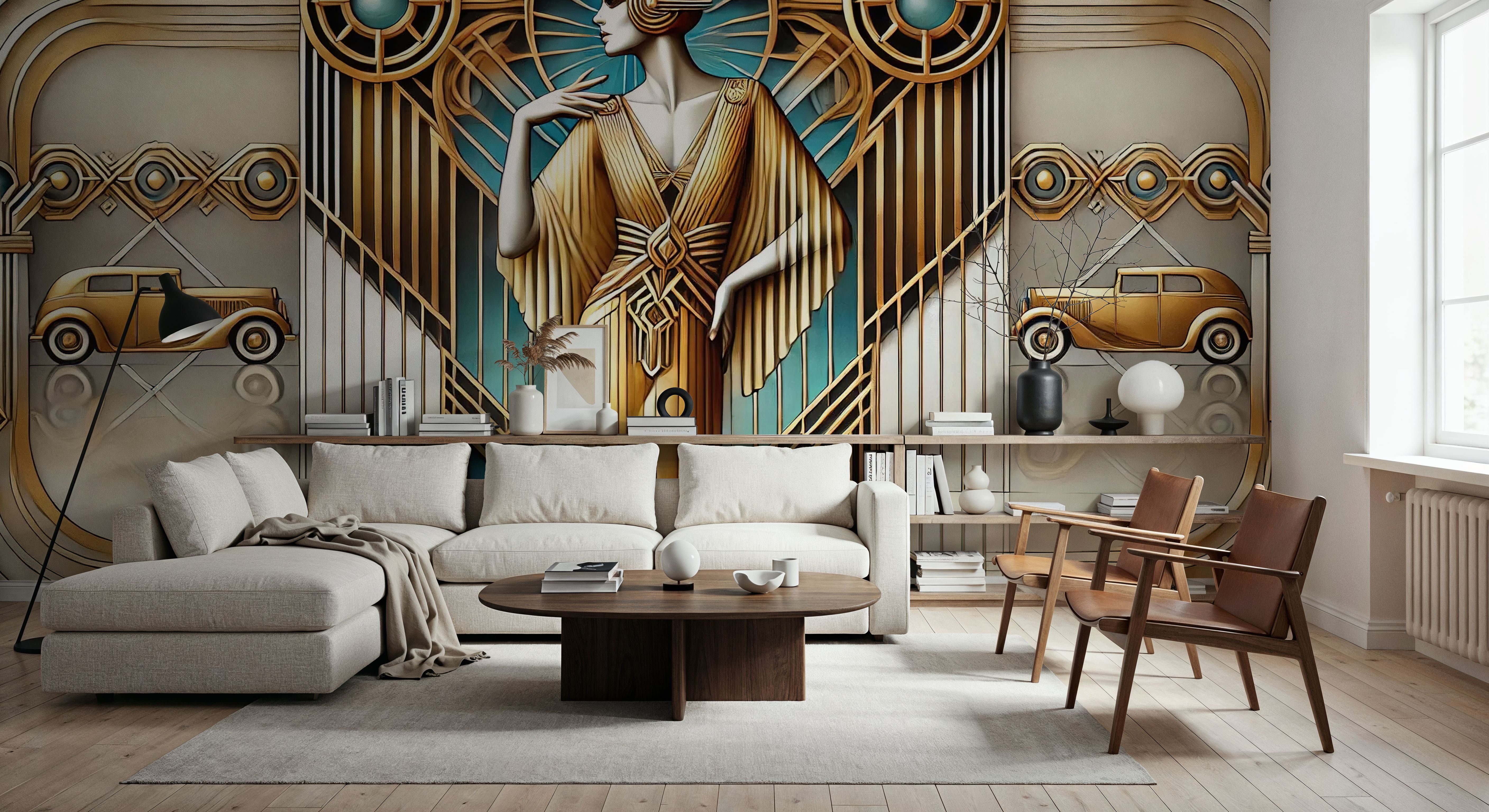 Elegant Art Deco Scene, Wallpaper