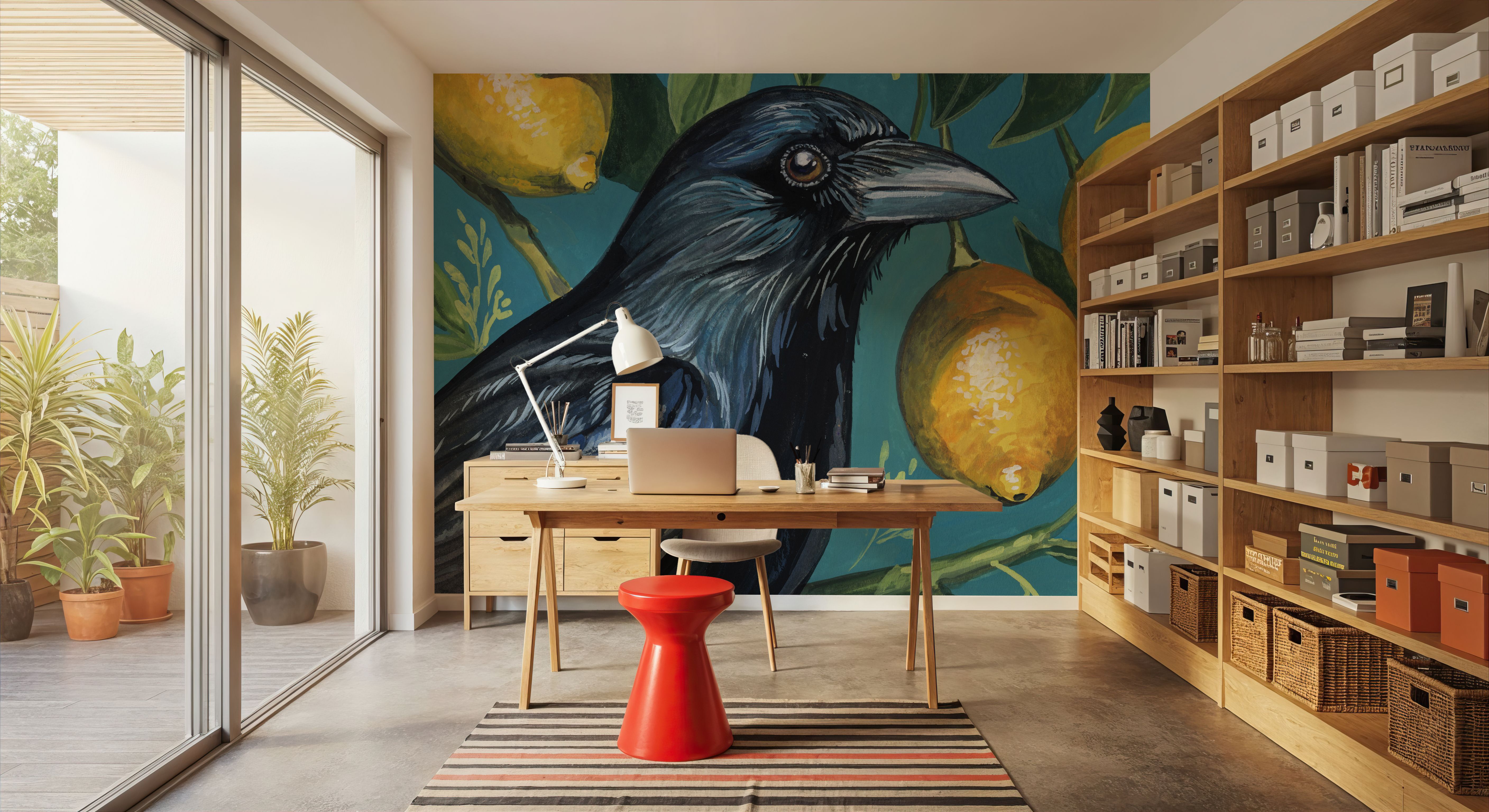 Crow With Lemon Backdrop