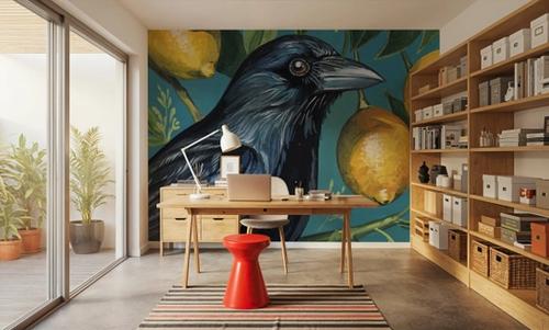 Crow With Lemon Backdrop