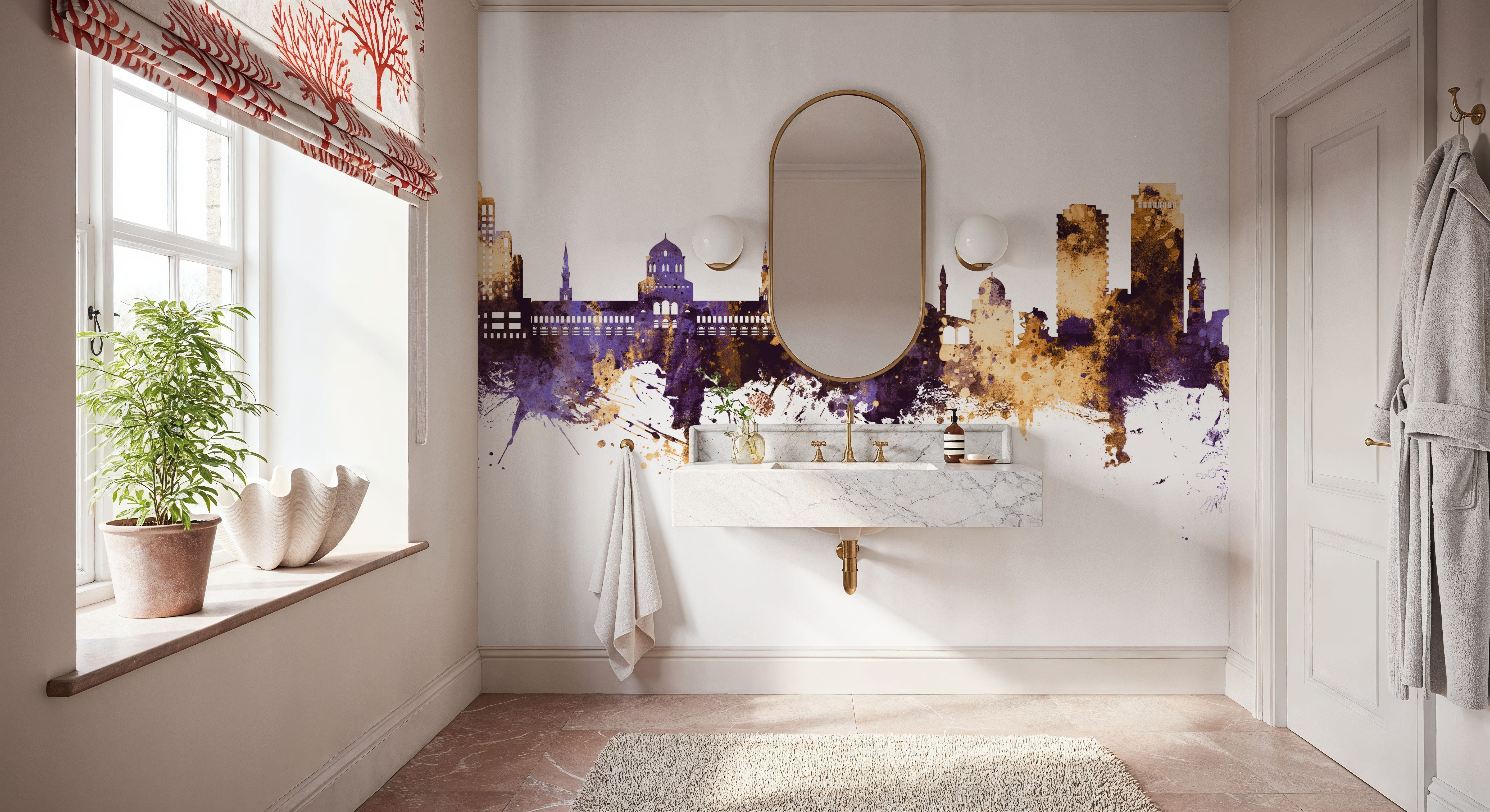 Damascus Syria Skyline Purple & Gold