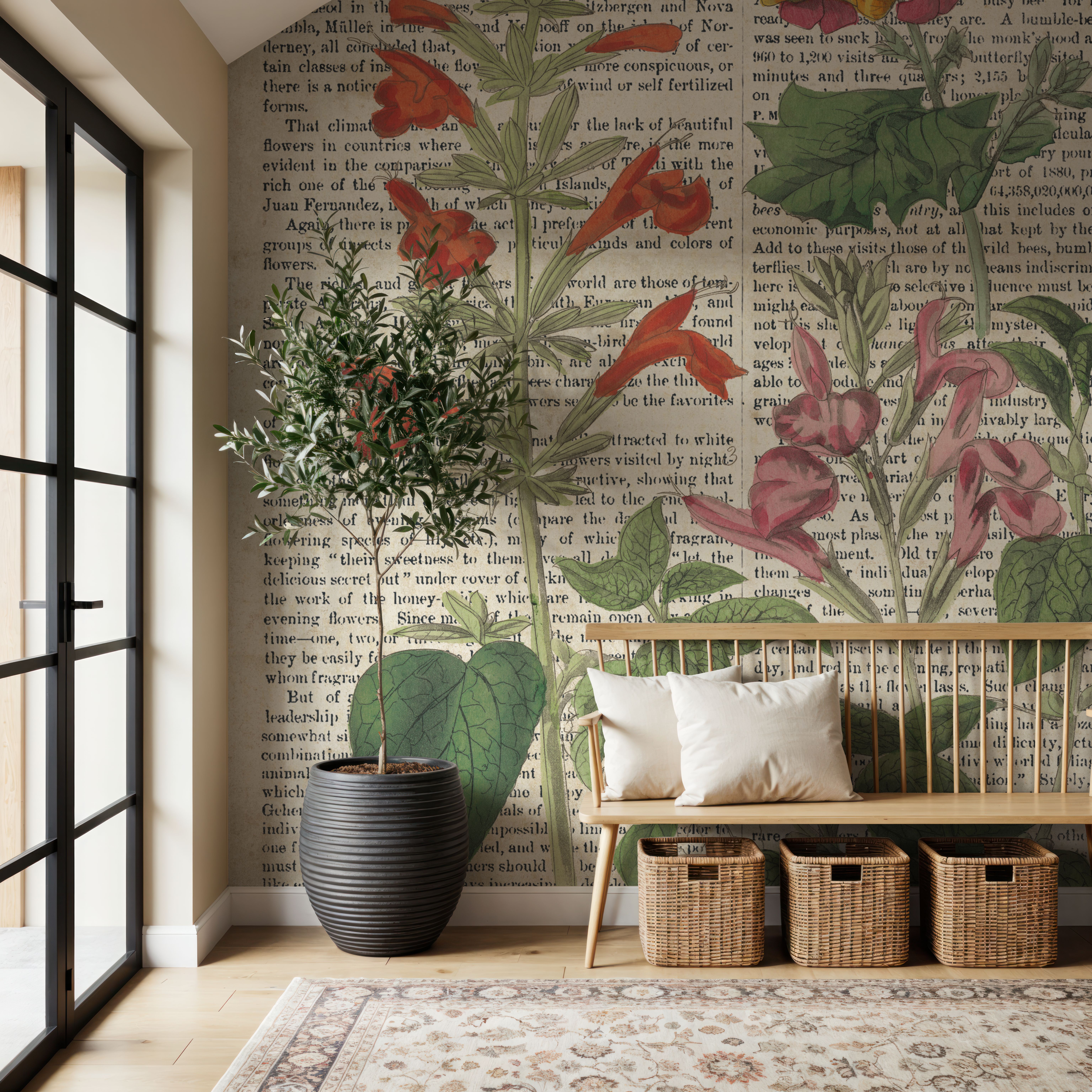 Salvia Florals on Newsprint I