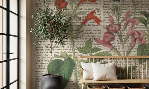 Salvia Florals on Newsprint I