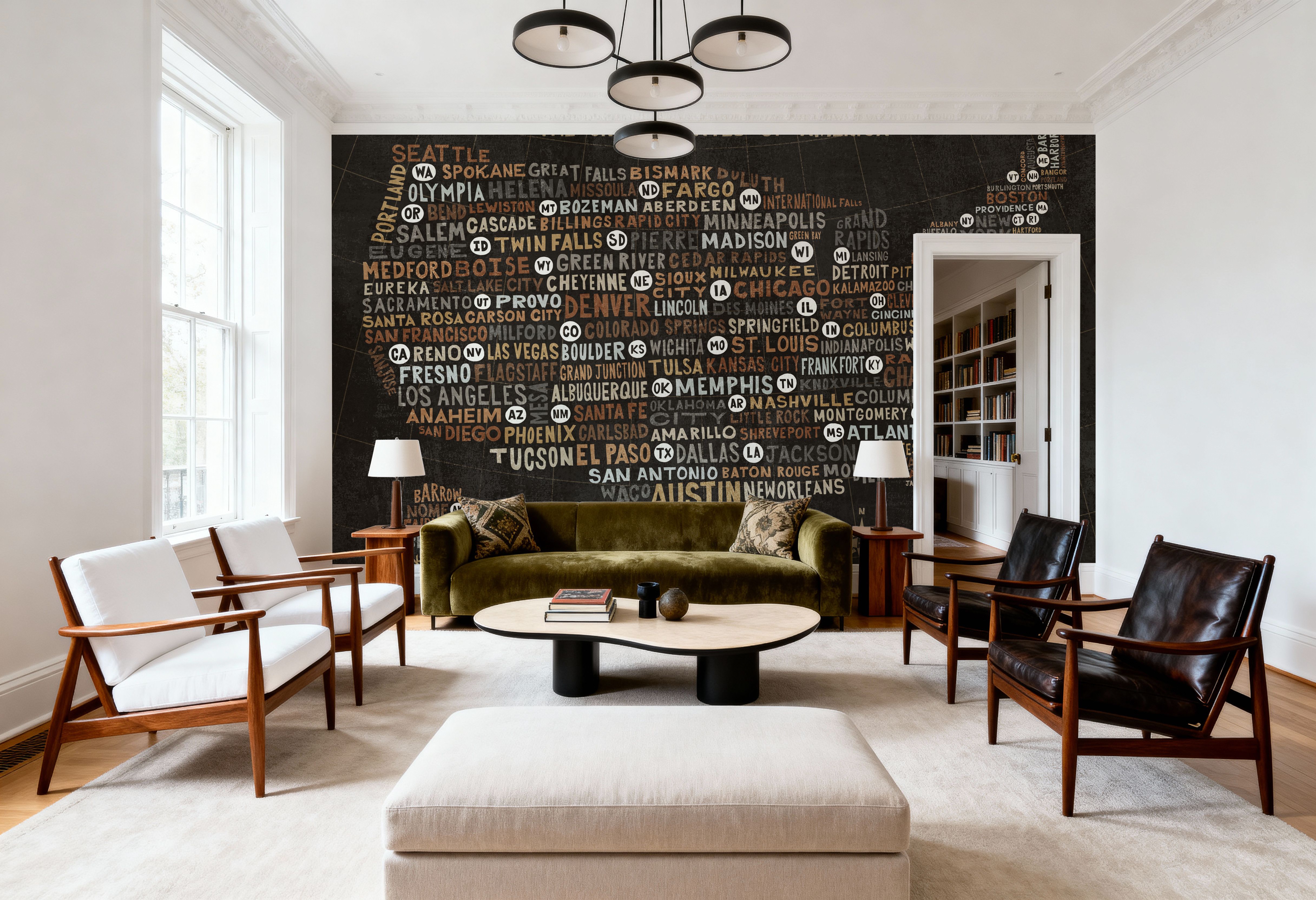 US City Map Black, Wallpaper